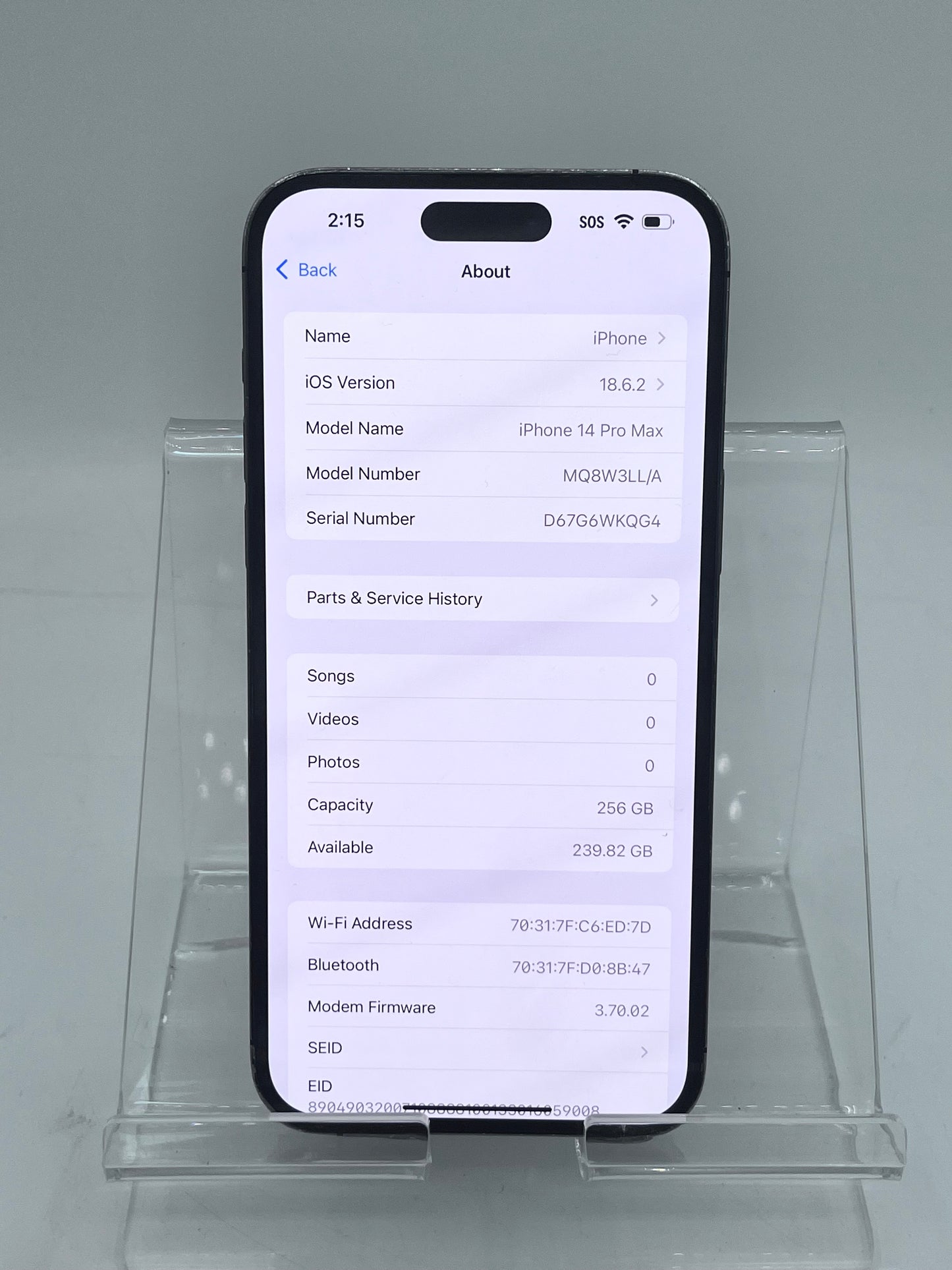 Unlocked Apple iPhone 14 Pro Max 6.7" 256GB MQ8W3LL/A A2651 Purple