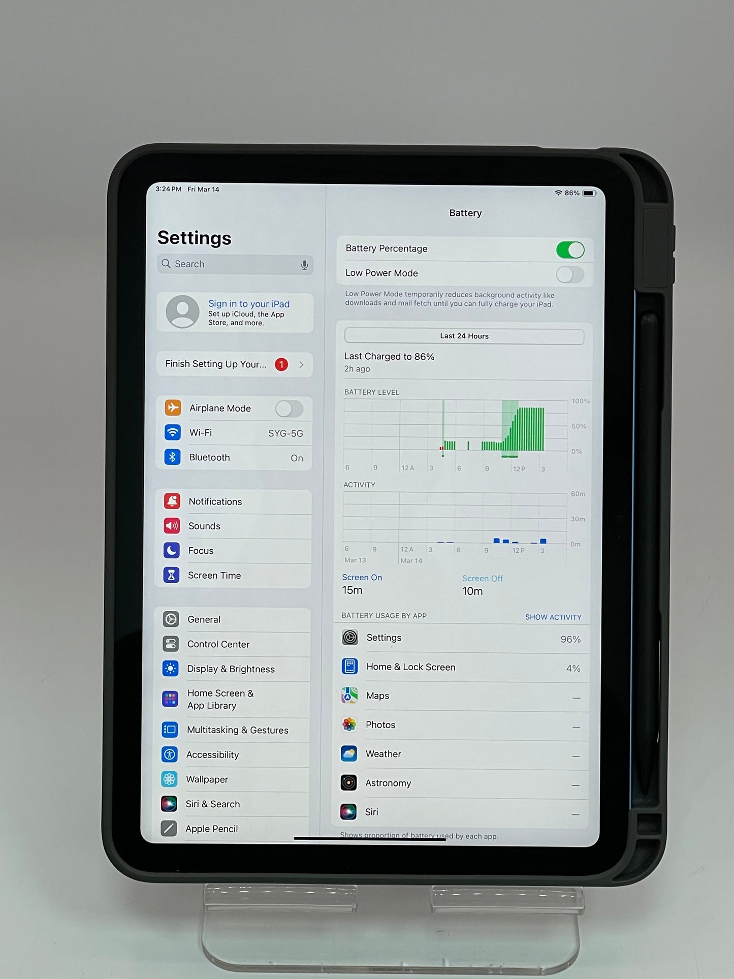 WiFi Only Apple iPad 10th Gen 64GB 18.3.1 Blue MQ6K3LL/A