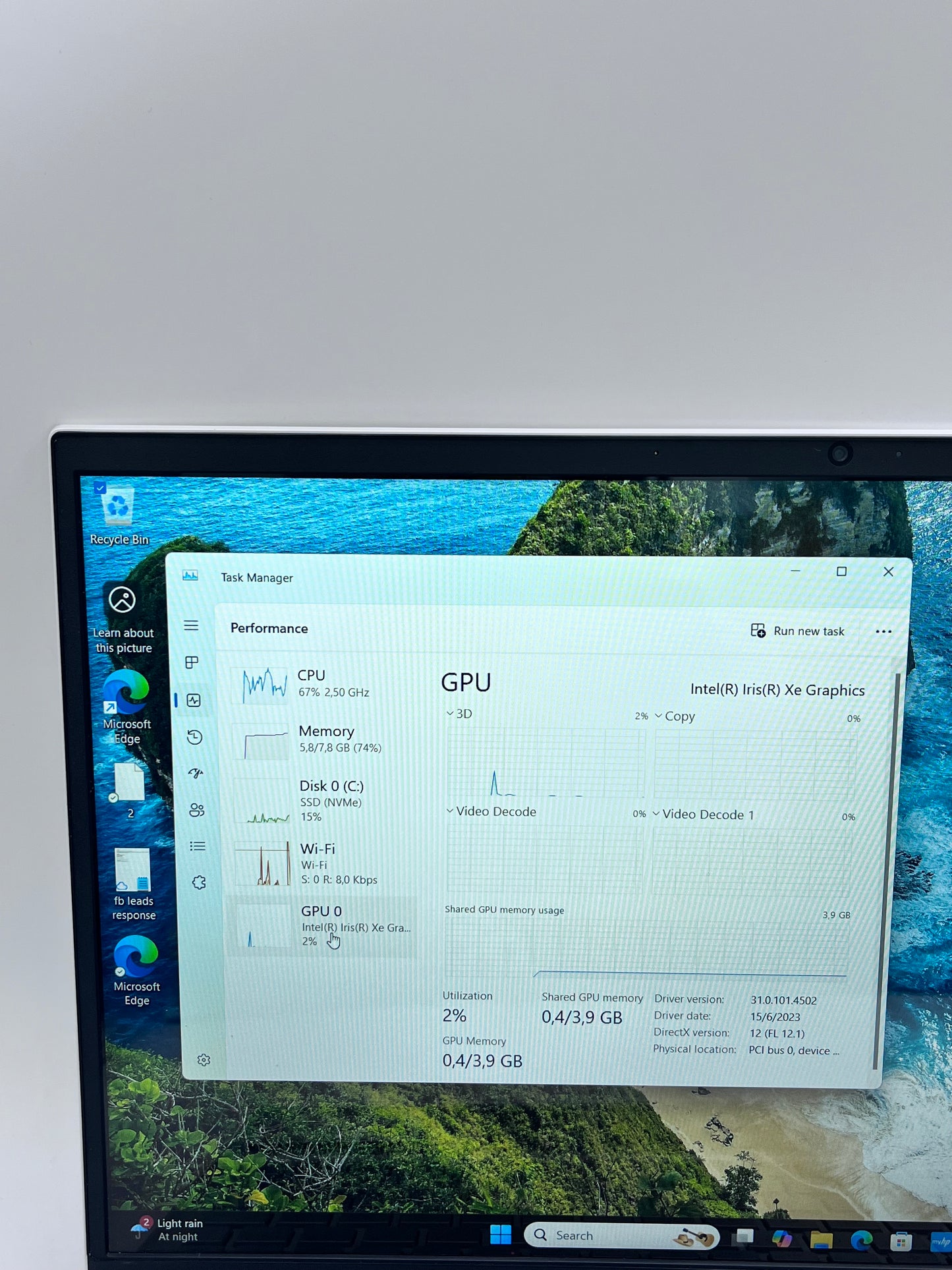 HP 15eg-00032nr 15.6' Laptop core i5 1155G7 256GB - White