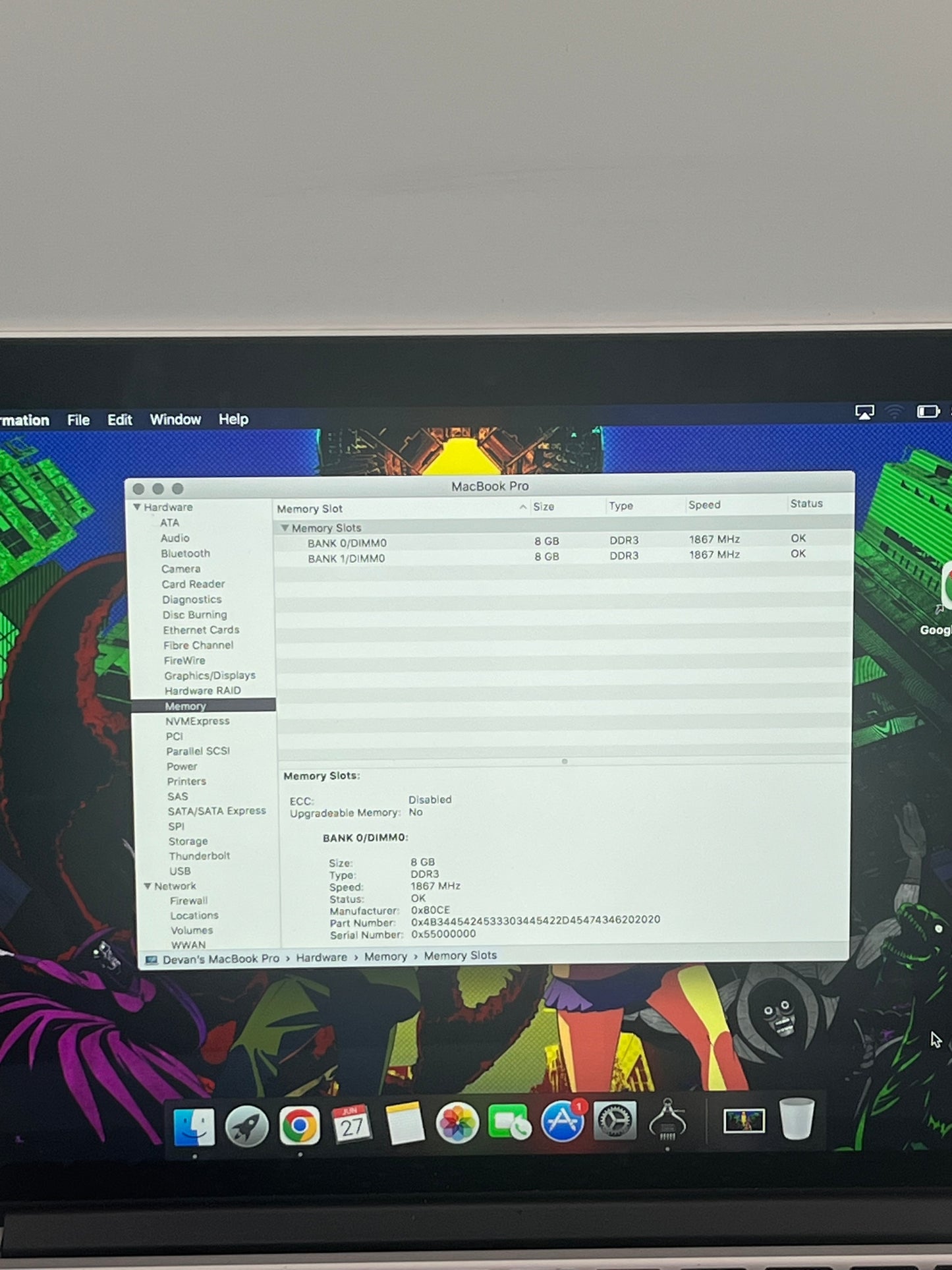2015 Apple MacBook Pro 13" A1502 Core i7 16GB 512GB Silver 232 Cycle Count
