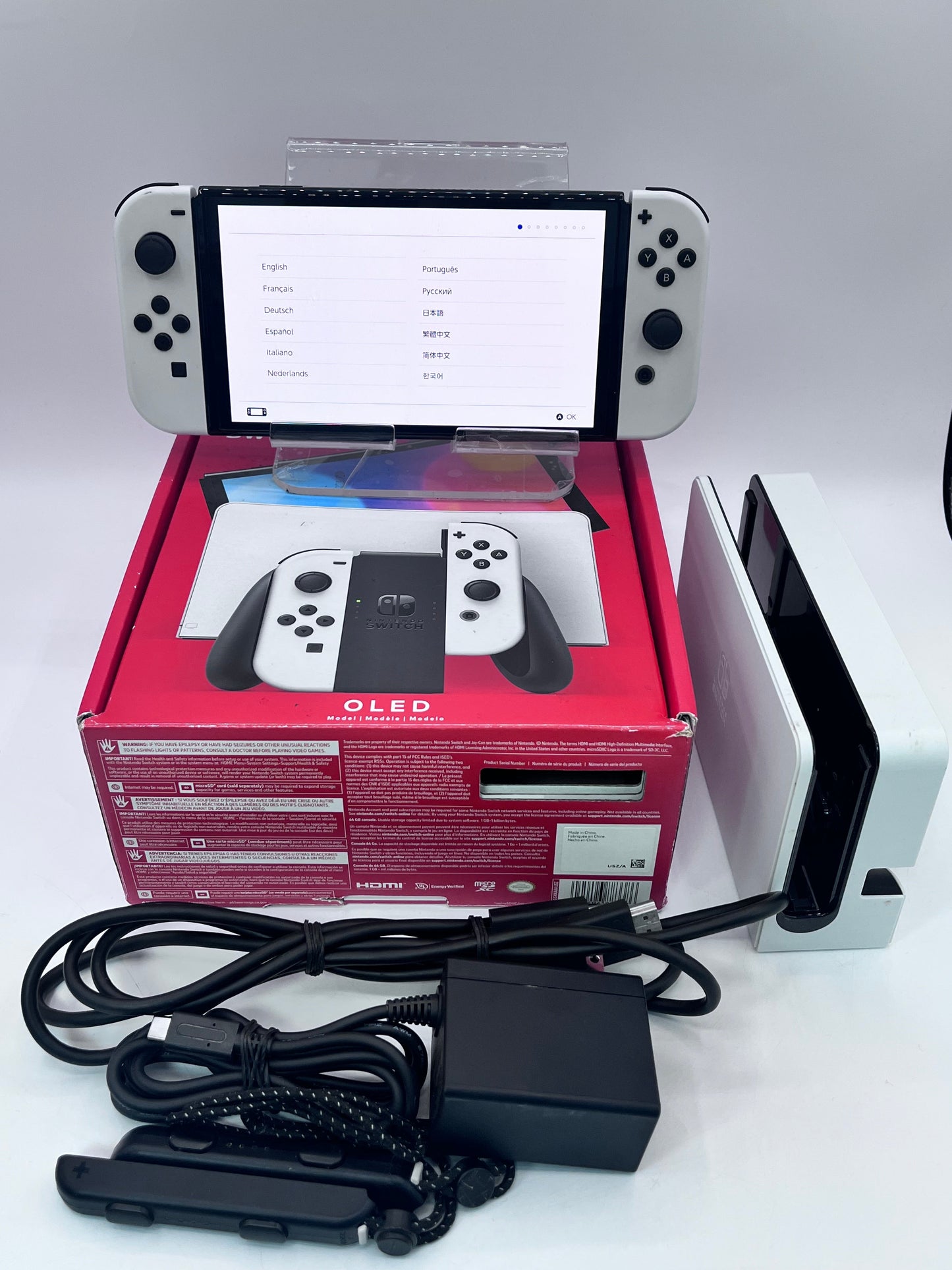 Nintendo Switch OLED 64GB Console with Joy-Con White HEG-001 2021 with accessories