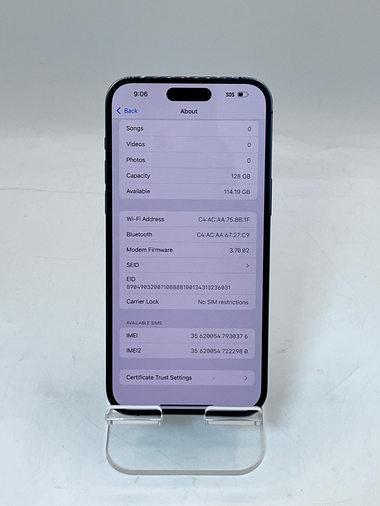 Unlocked Apple iPhone 14 Pro Max 6.7" A2651 MQ8R3LL/A 128GB - Purple