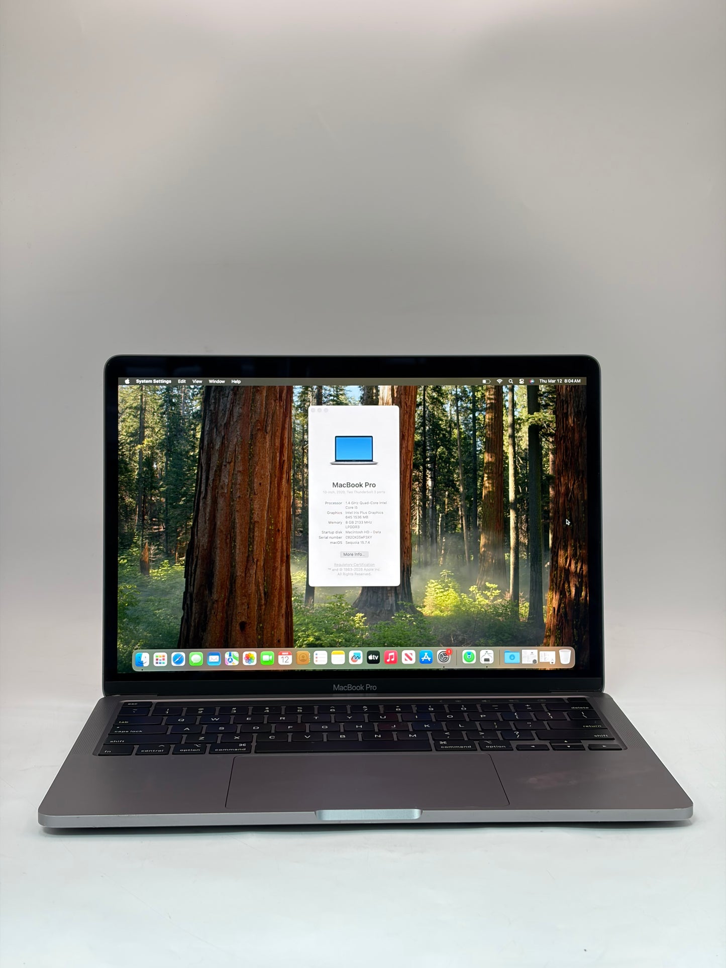 2020 Apple MacBook Pro 13" A2289 Core i5 @ 1.4GHZ 8GB 256GB SG 256 CYCLE COUNT