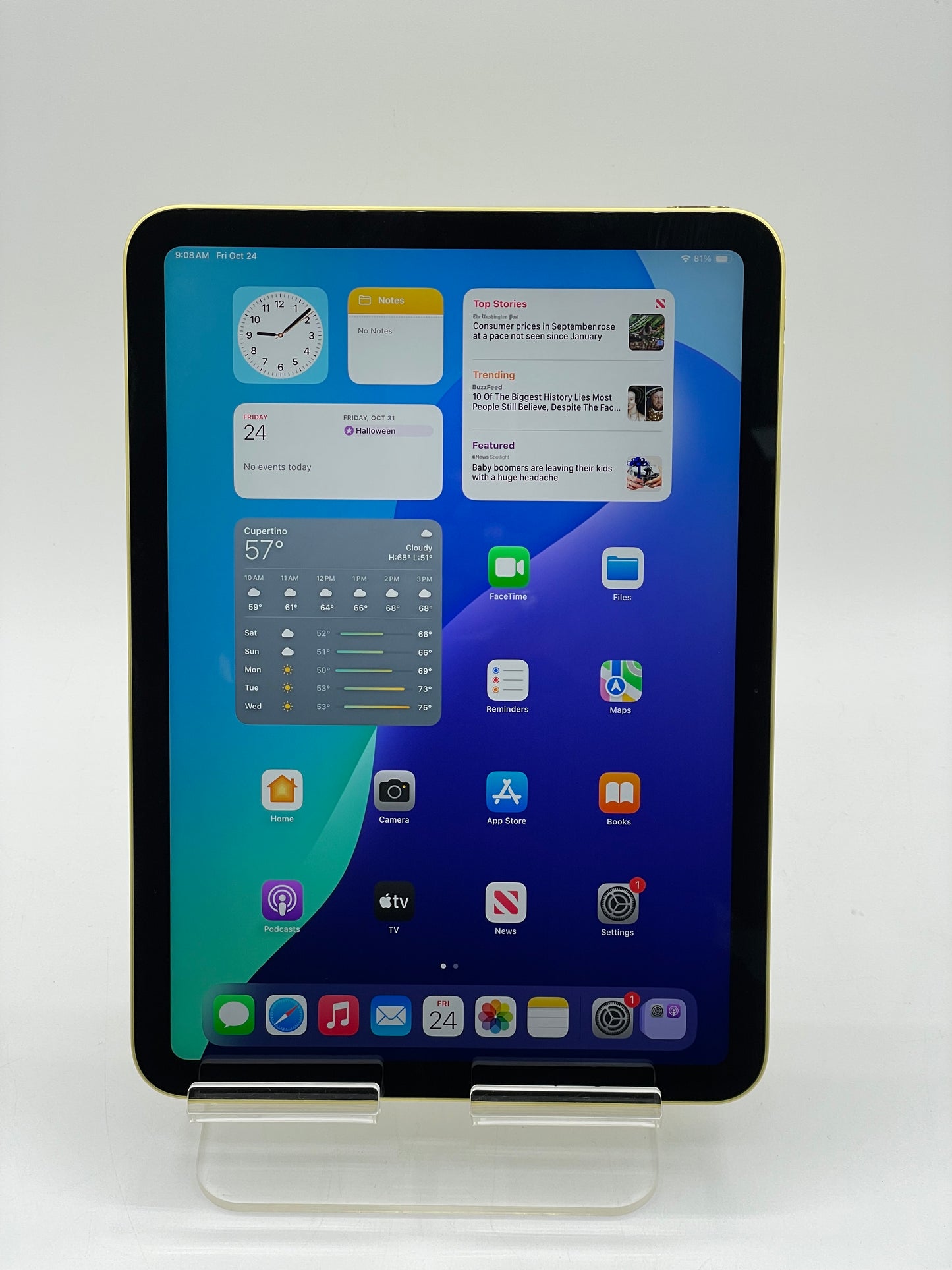WiFi Only Apple iPad 10th Gen 10.9" 64GB A2696 MPQ23LL/A Yellow