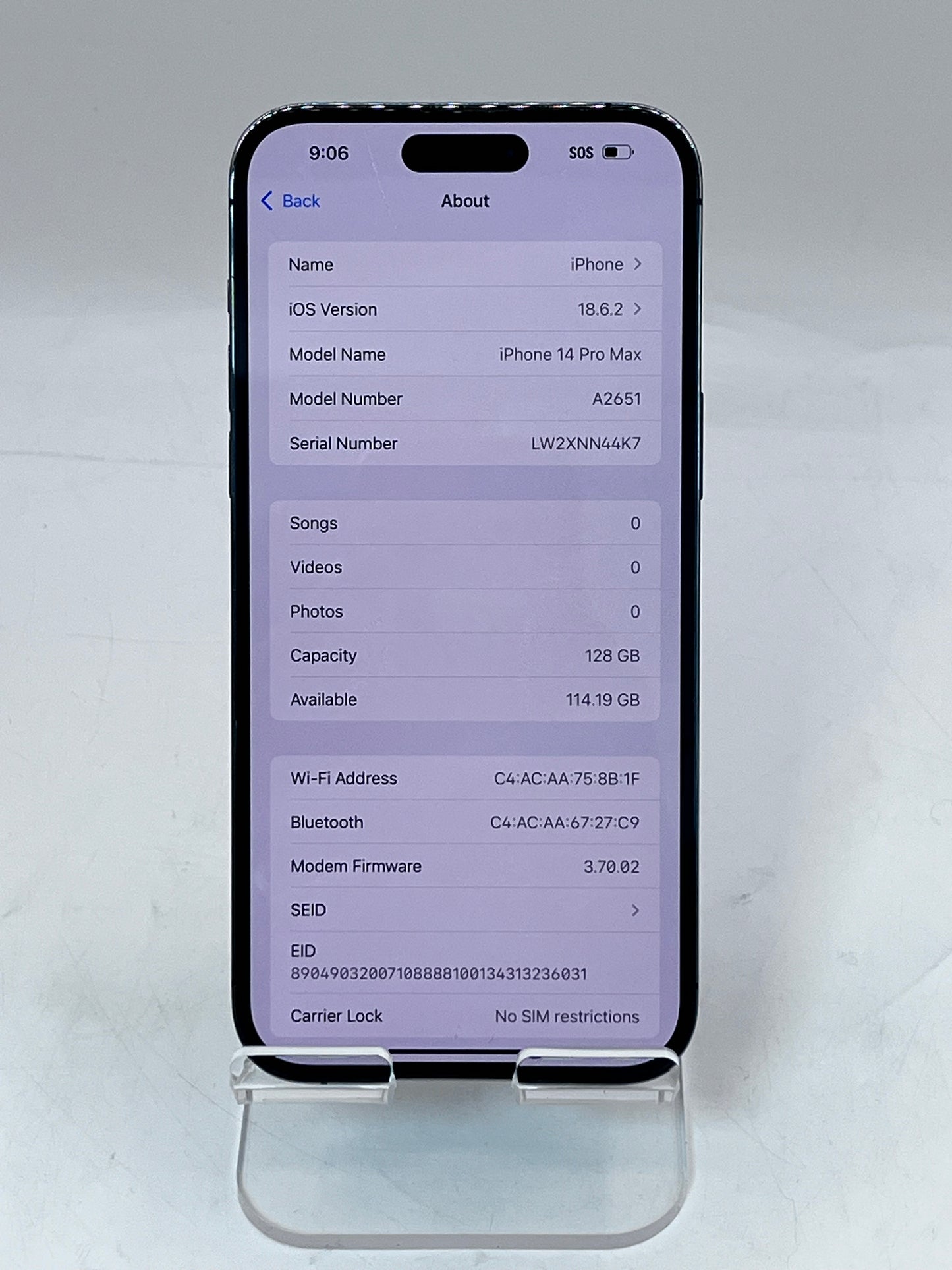Unlocked Apple iPhone 14 Pro Max 6.7" A2651 MQ8R3LL/A 128GB - Purple