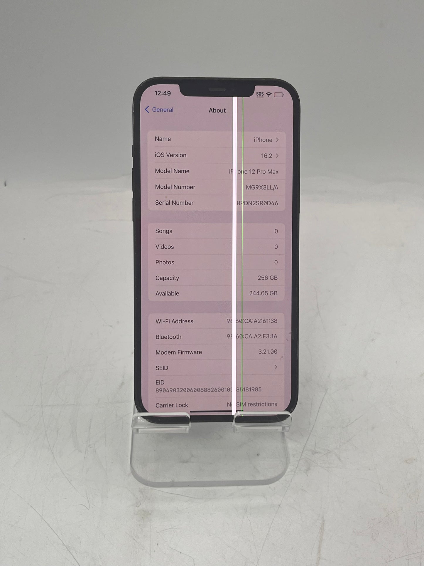 Unlocked Apple iPhone 12 Pro Max MG9X3LL/A A2342 256GB - Blue BROKEN
