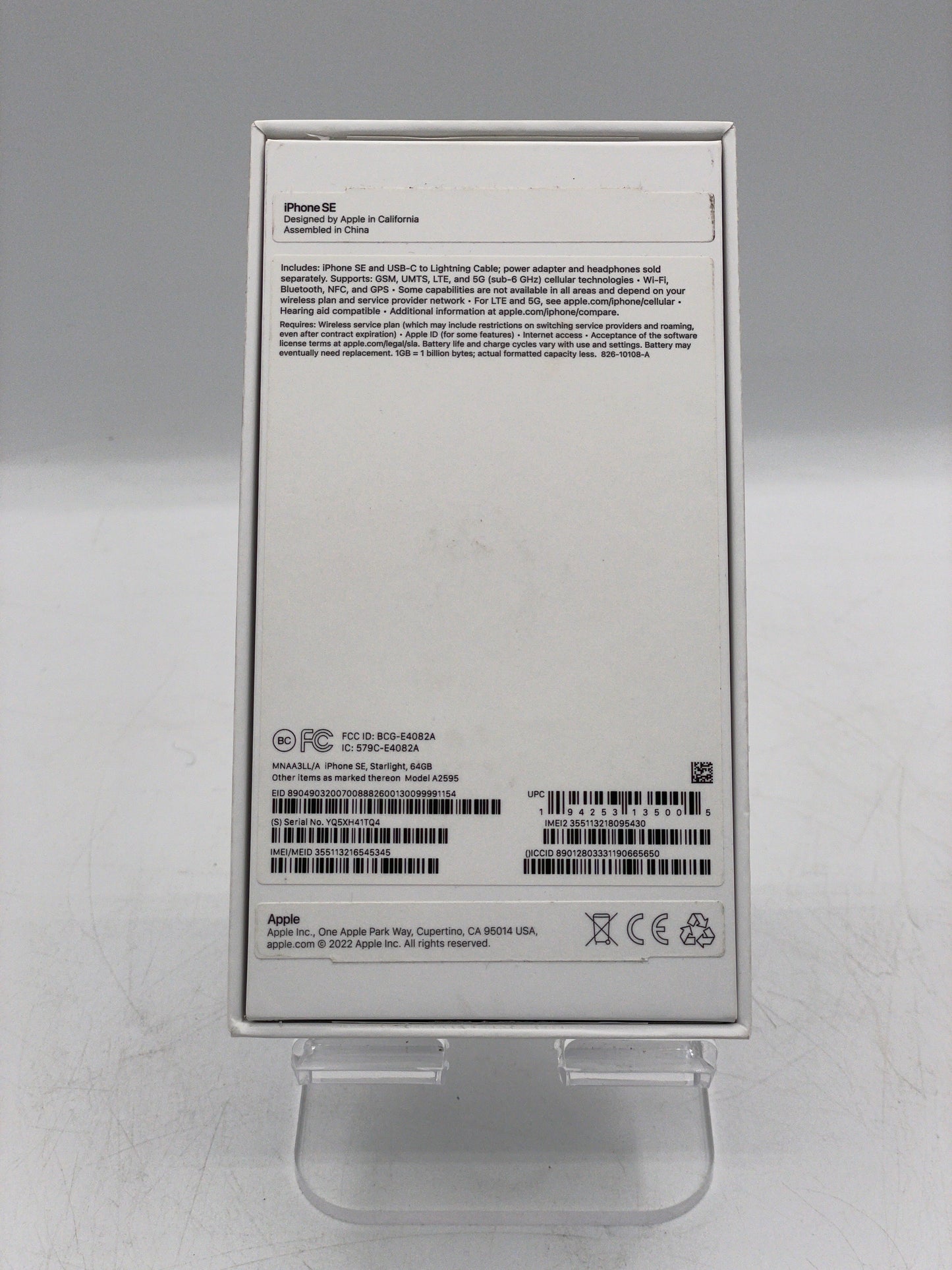 Apple iPhone SE 3rd Gen 64GB Unlocked Starlight MMX53LL/A A2595 BH 100%