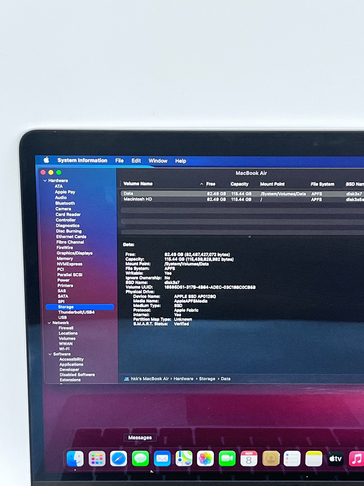 2020 Apple MacBook Air 13.3" M1 7C 8GB 128GB A2337 REMOTELY MANAGED
