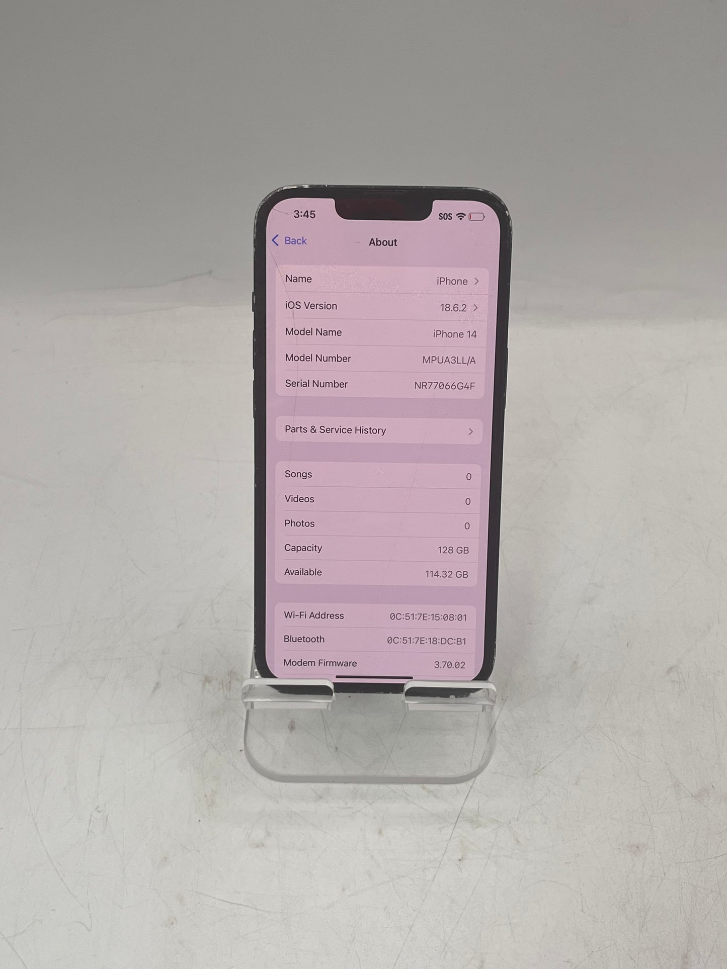 Verizon Apple iPhone 14 128GB A2649 MPUA3LL/A Black - Broken