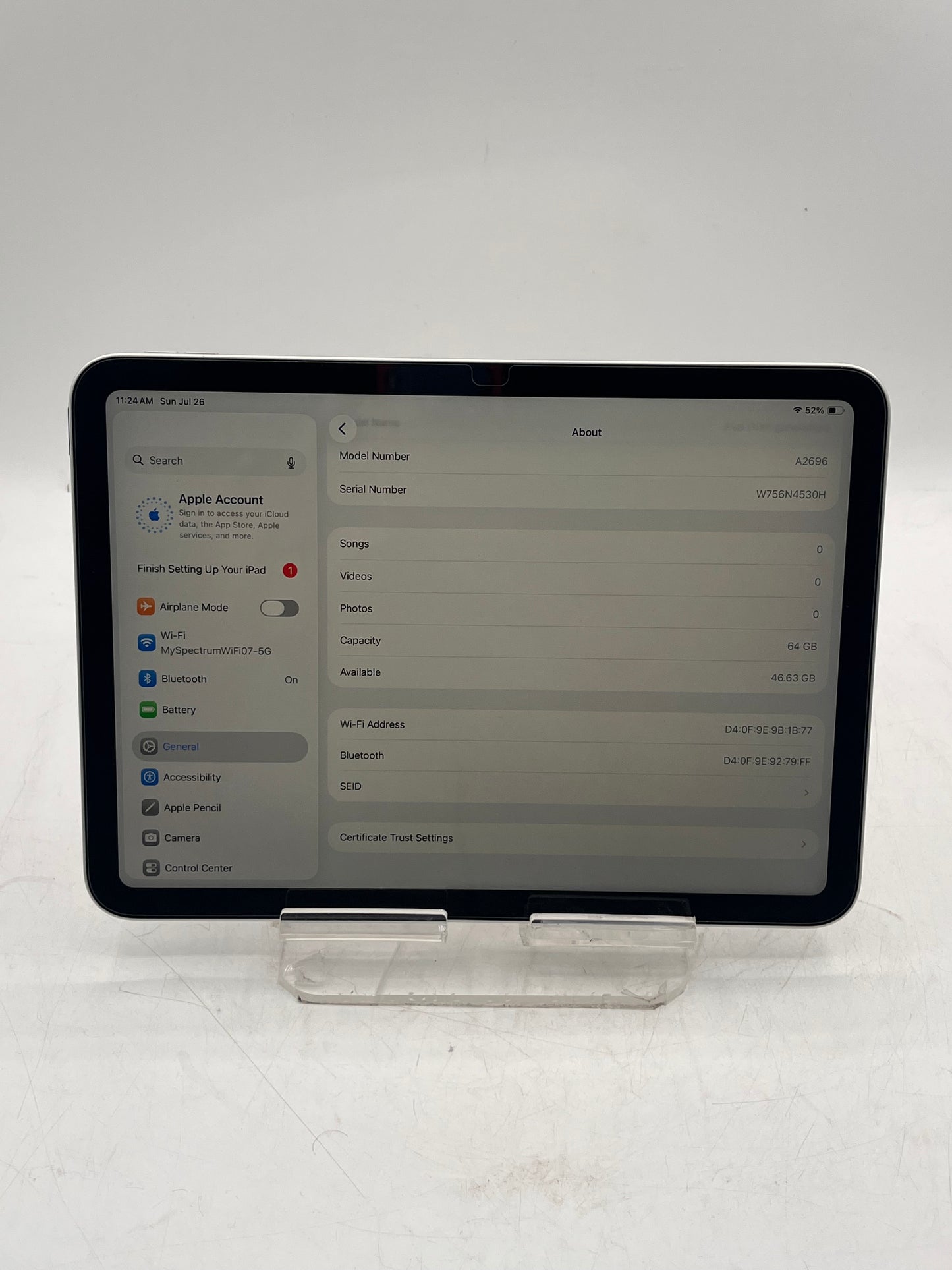 Apple iPad (10th Gen) A2696 MPQ03LL/A (2022) 64GB Wi‑Fi Only Tablet - Silver