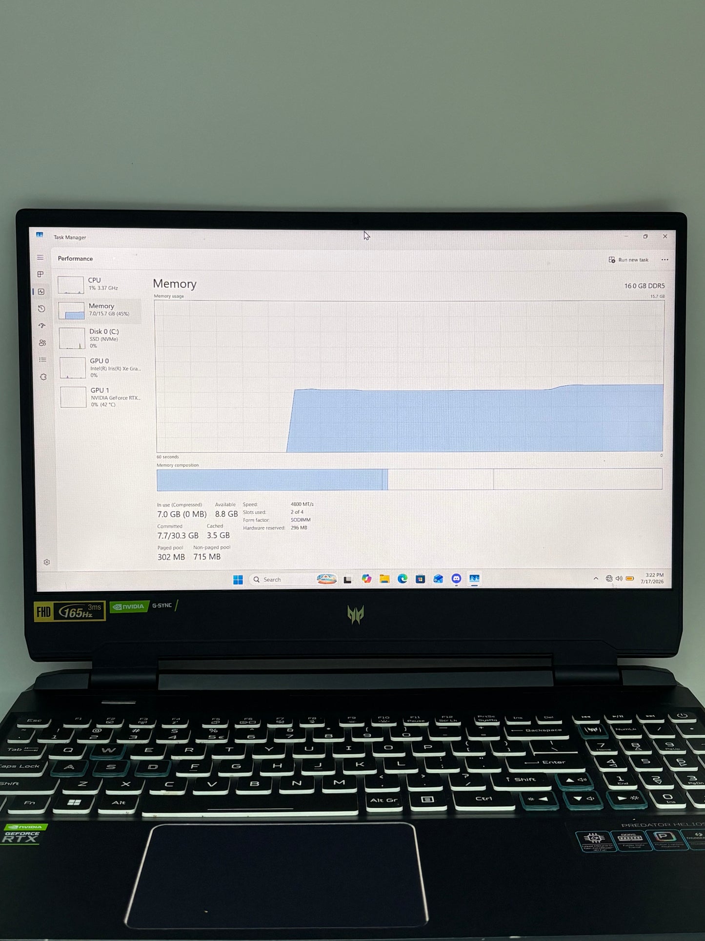 Acer Predator Helios 300 15.6" Core i7-12700H 16GB RAM 512GB RTX 3060