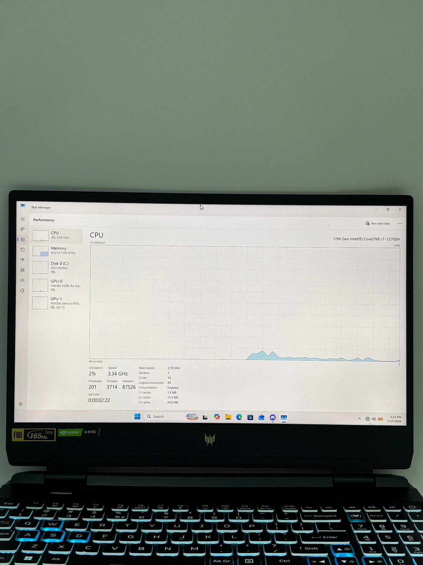 Acer Predator Helios 300 15.6" Core i7-12700H 16GB RAM 512GB RTX 3060