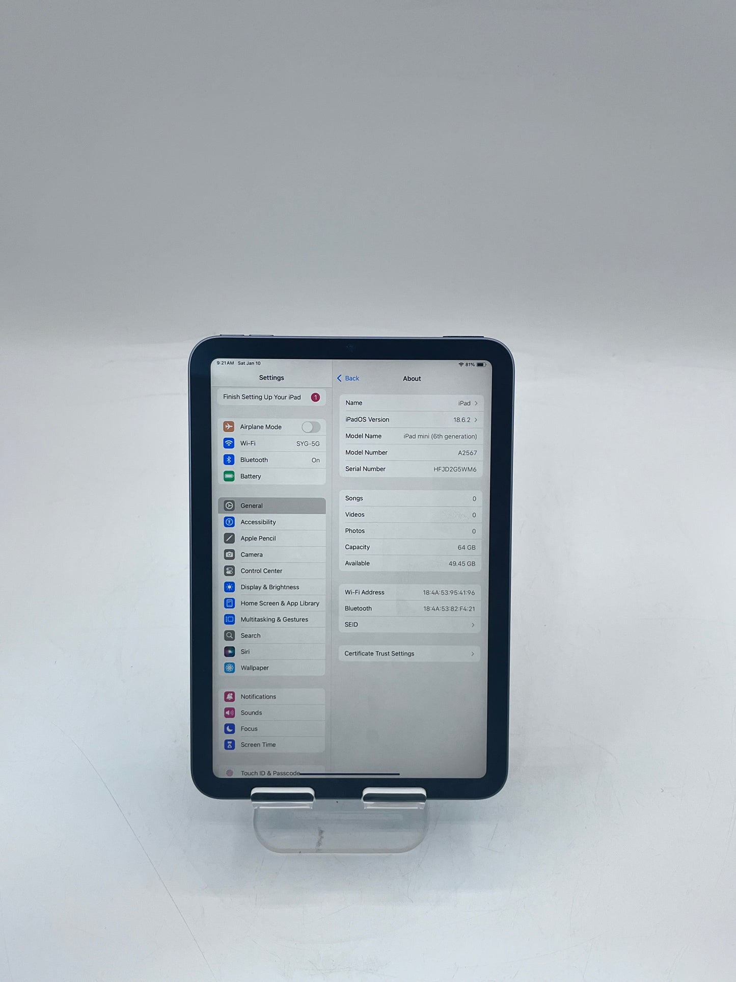 Apple iPad Mini (6th Gen) A2567 MK7R3LL/A 7.9 64GB - Purple