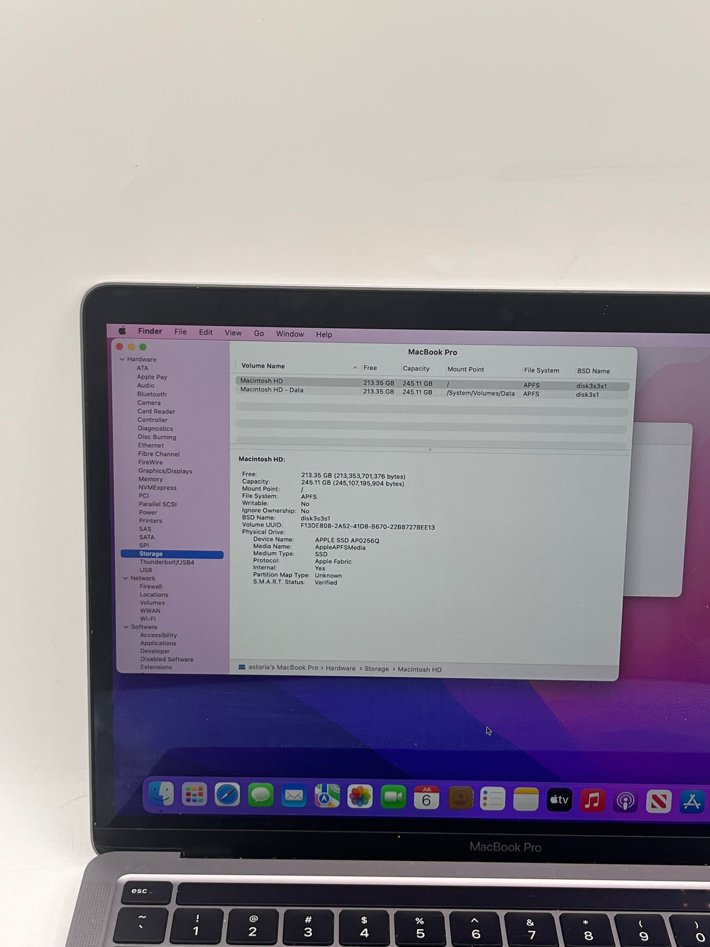 2020 Apple MacBook Pro 13" M1 8GB 256GB A2338 MYD82LL/A Space Gray