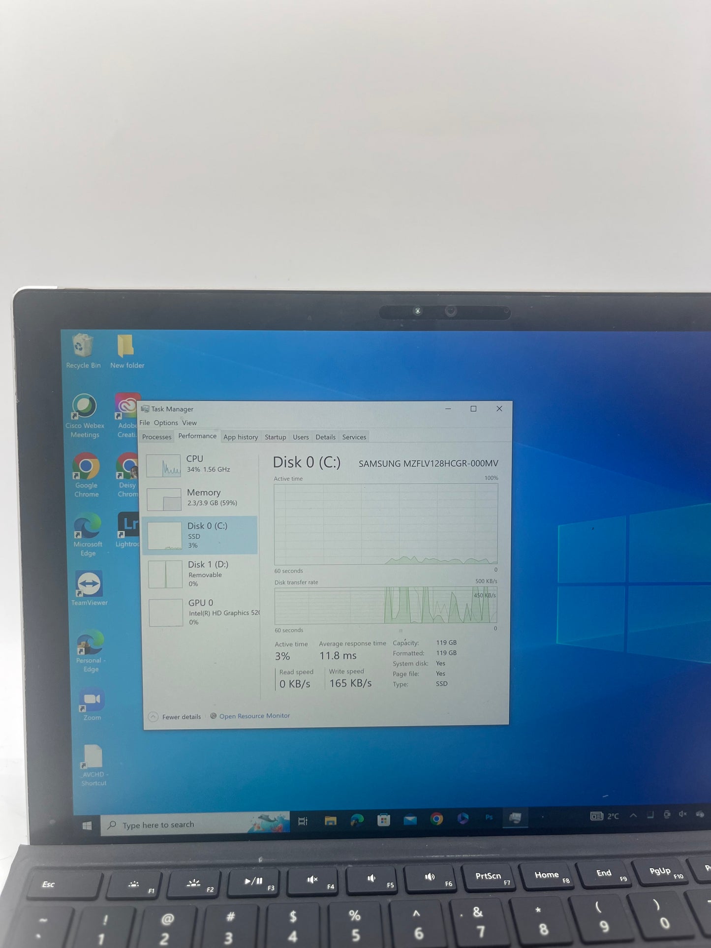 Microsoft Surface Pro 4 1724 Core i5-6300U 4GB 128GB Black Free Shipping