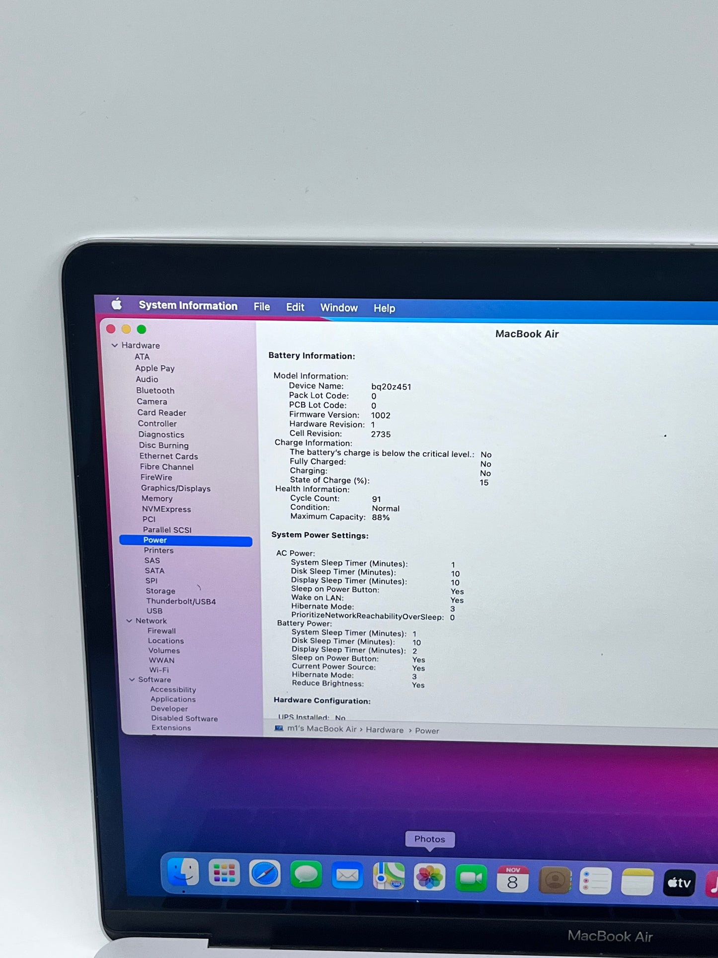 2020 Apple MacBook Air 13.3" M1 7C 8GB 128GB A2337 REMOTELY MANAGED
