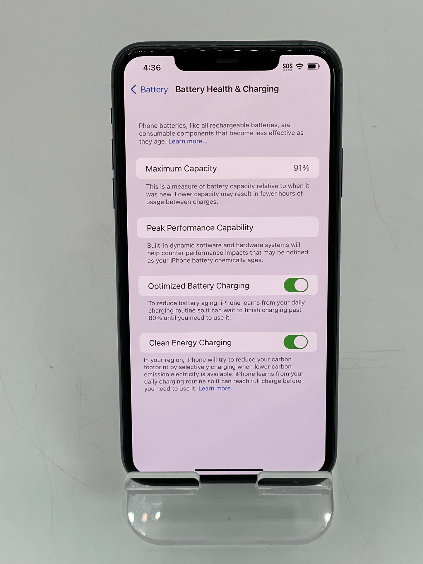 Unlocked Apple iPhone 11 Pro Max 256GB MWG92LL/A A2161 Green 91% Battery