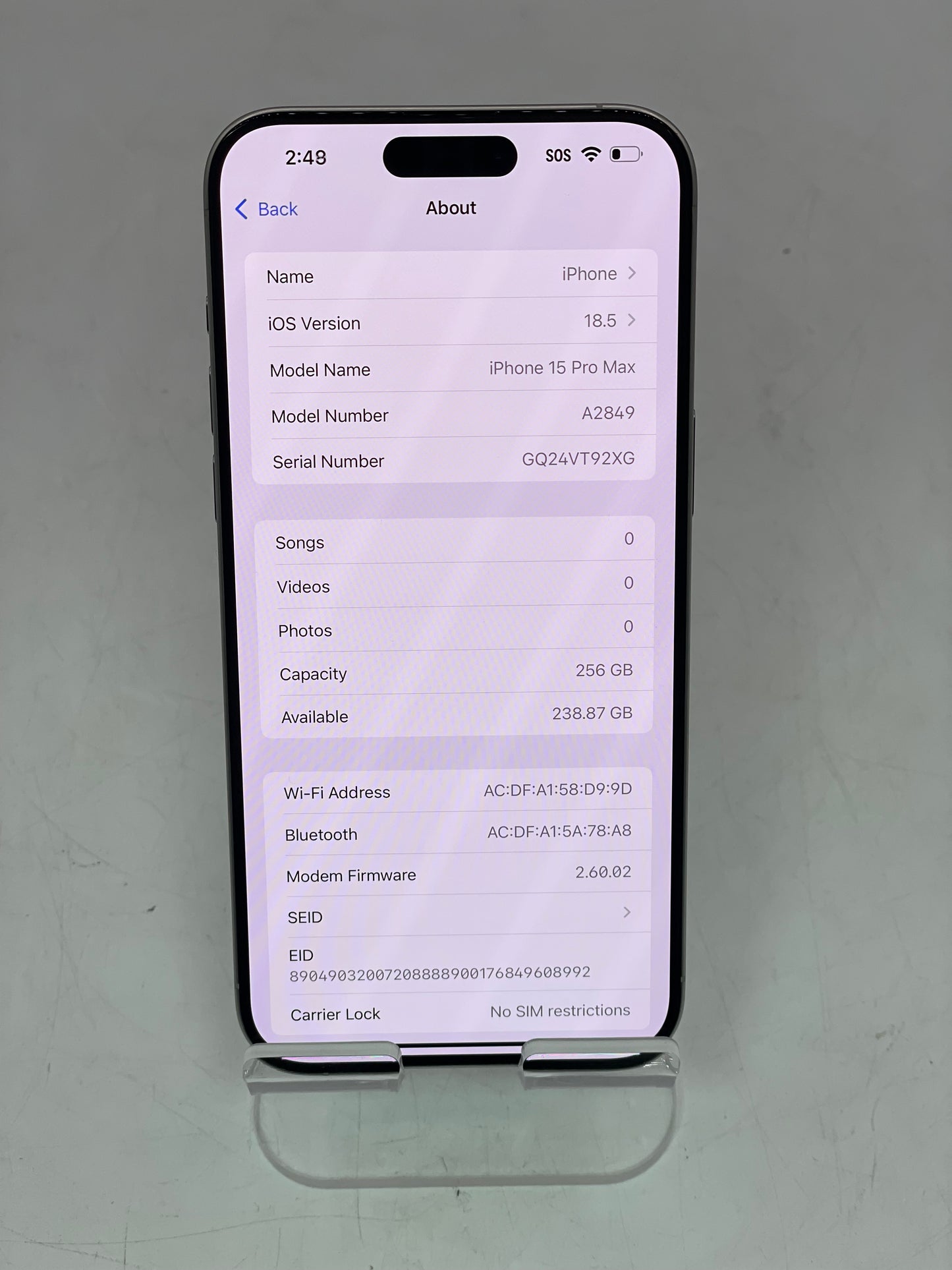 Unlocked Apple iPhone 15 Pro Max - 256GB A2849 NU673LL/A - White