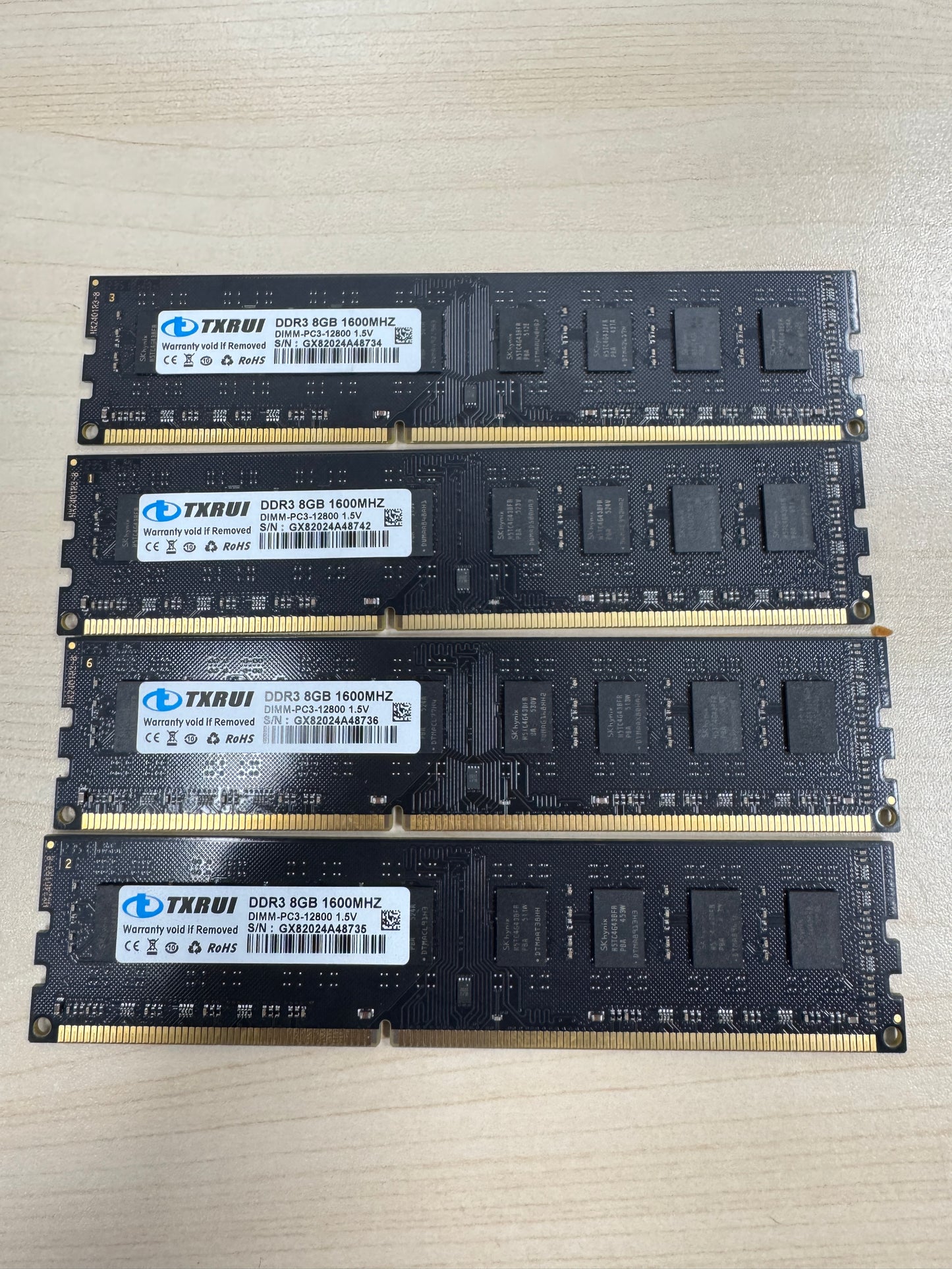 Txrui 32GB (4x8GB) RAM DDR3 1600MHz DIMM-PC3-12800 Tested