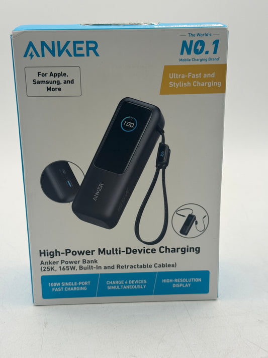 Anker 25000mAh Power Bank Triple 100W USB-C Ports Built-in Cables A1695H1 Free Shipping