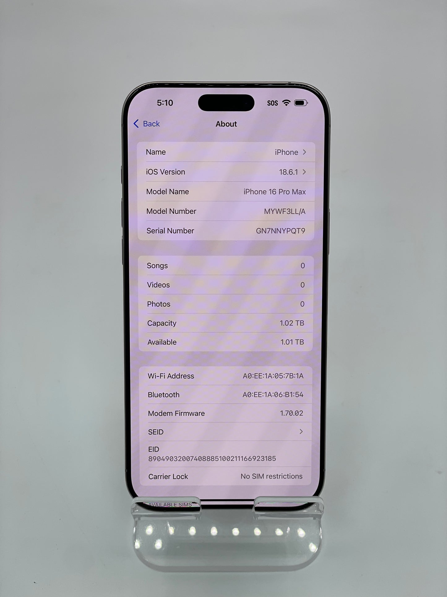 Apple iPhone 16 Pro Max 1TB MYWF3LL/A 100% BH - Natural Titanium