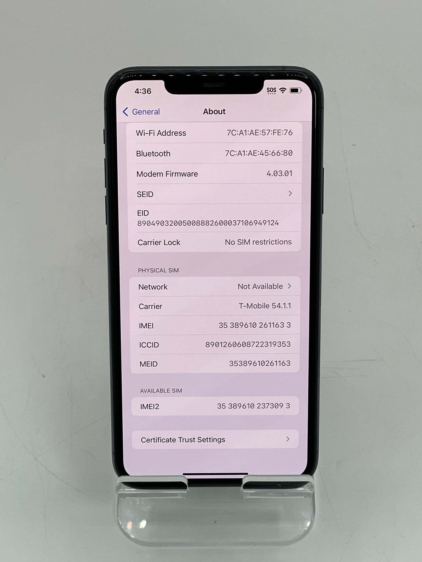 Unlocked Apple iPhone 11 Pro Max 256GB MWG92LL/A A2161 Green 91% Battery