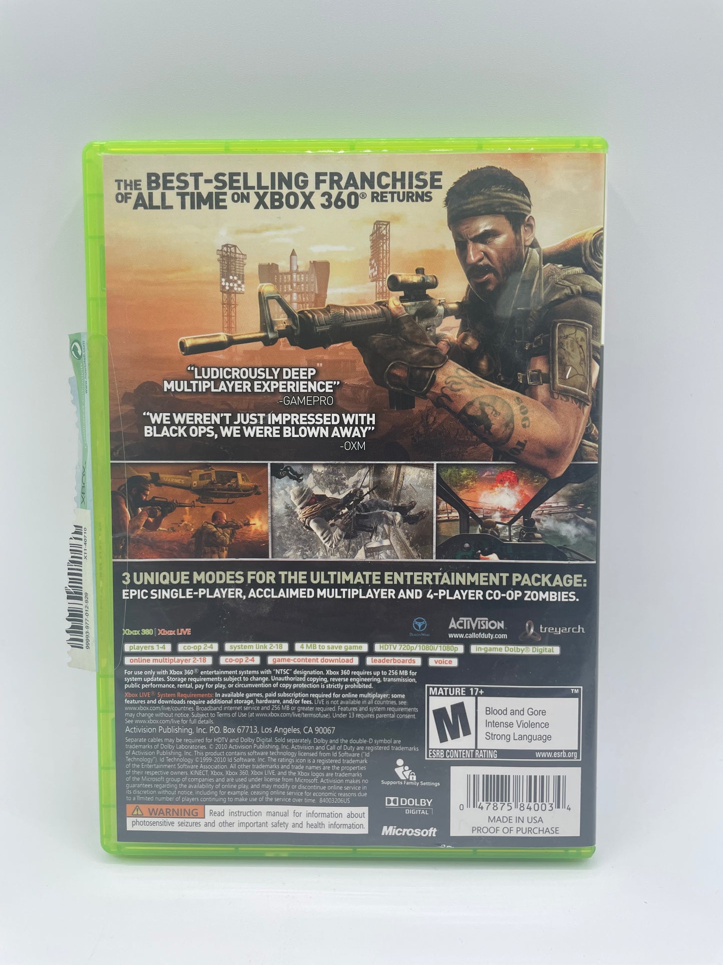 Xbox 360 Call of Duty Black Ops Game - Complete with Box & Tested