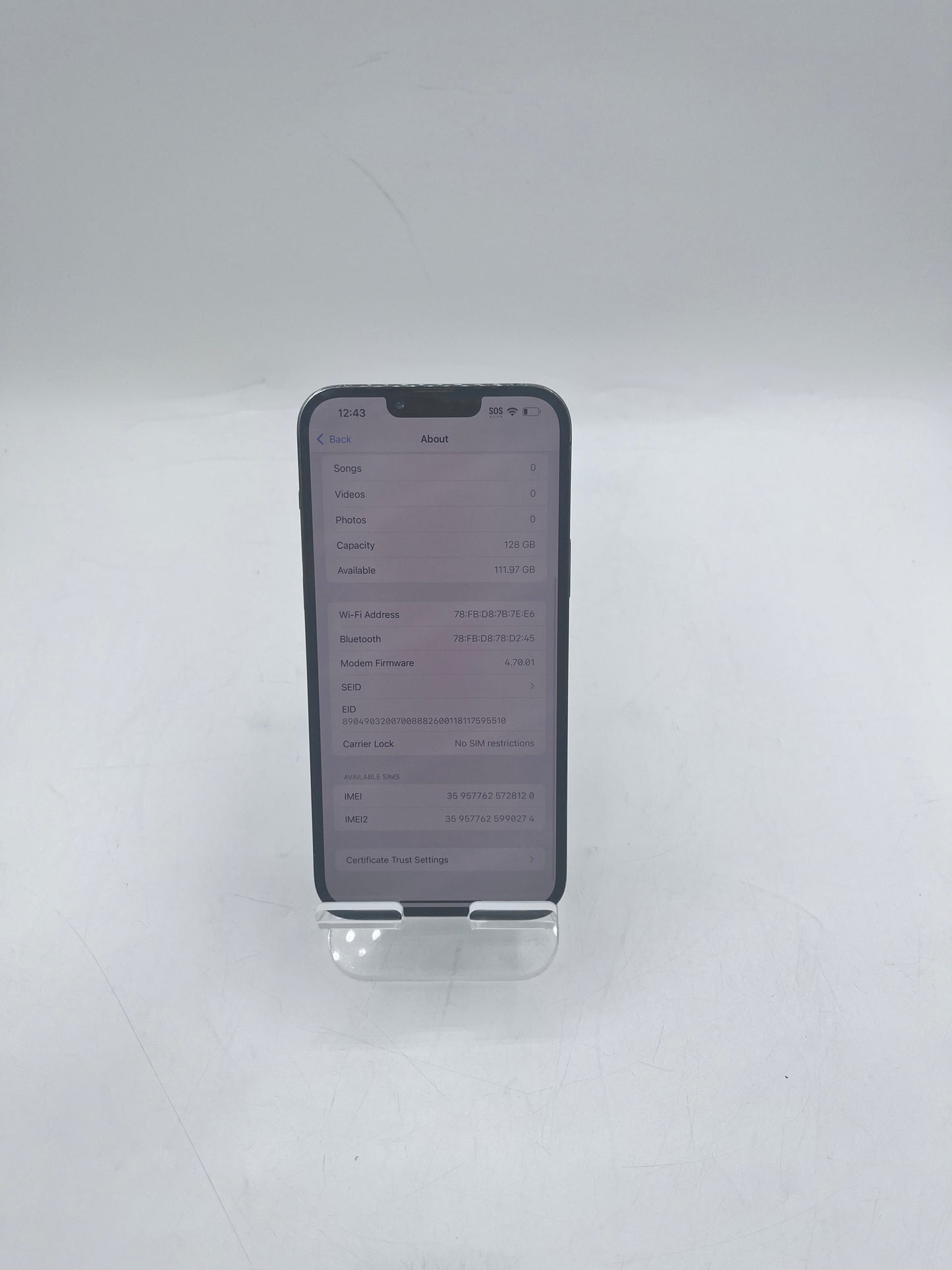 Apple iPhone 13 Pro Max 6.7 A2484 MLLH3B/A 128GB Unlocked 85% BH