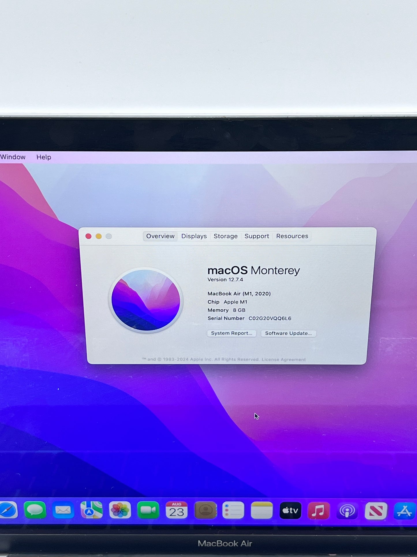 2020 Apple MacBook Air 13.3" M1  8GB 256GB A2337 MGN93LL/A Remotely Managed