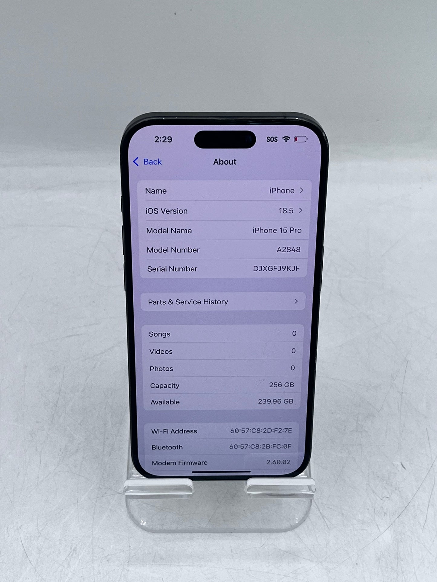 Unlocked Apple iPhone 15 Pro 256GB A2848 MTQR3LL/A Black Titanium