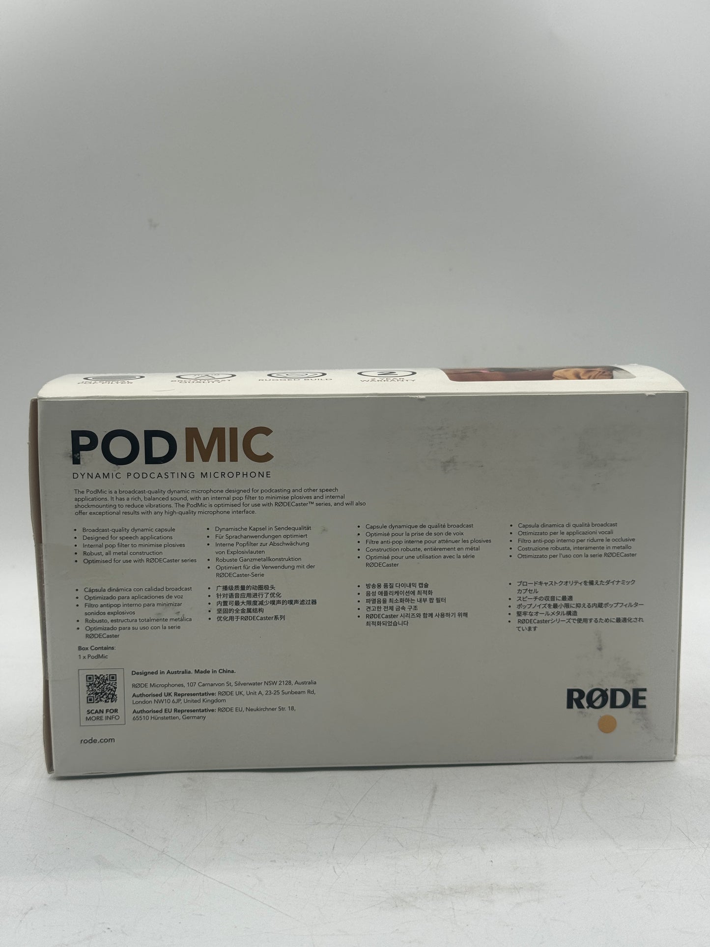 Rode PodMic Dynamic Podcasting Microphone Black New In Box