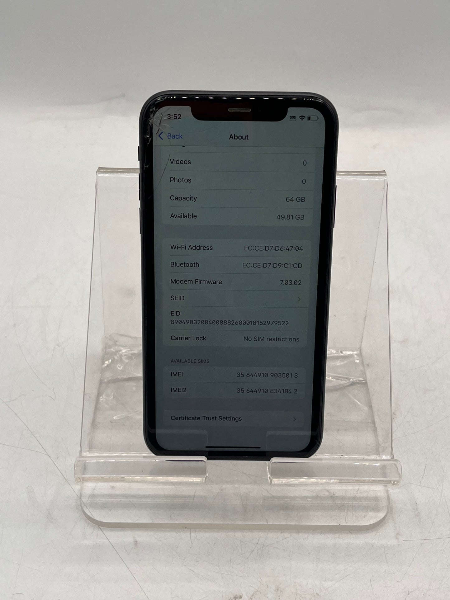 Unlocked Apple iPhone XR 64GB MT2E2LL/A A1984 Black