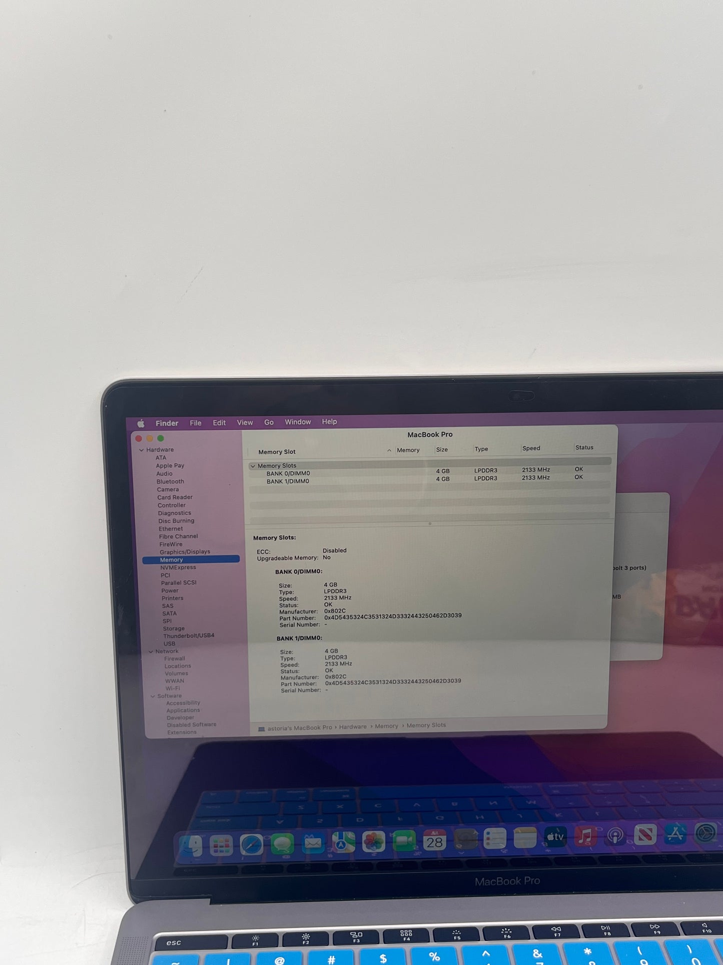 Apple MacBook Pro 13" A1708 2017 Core i5 8GB 128GB Silver