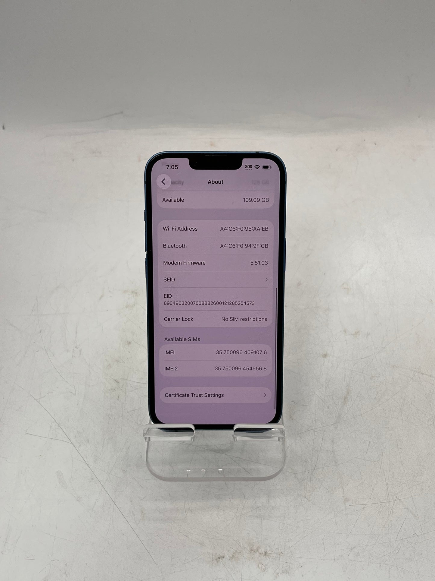 Unlocked  Apple iPhone 13 MLMT3LL/A A2482 128GB Blue PARTS