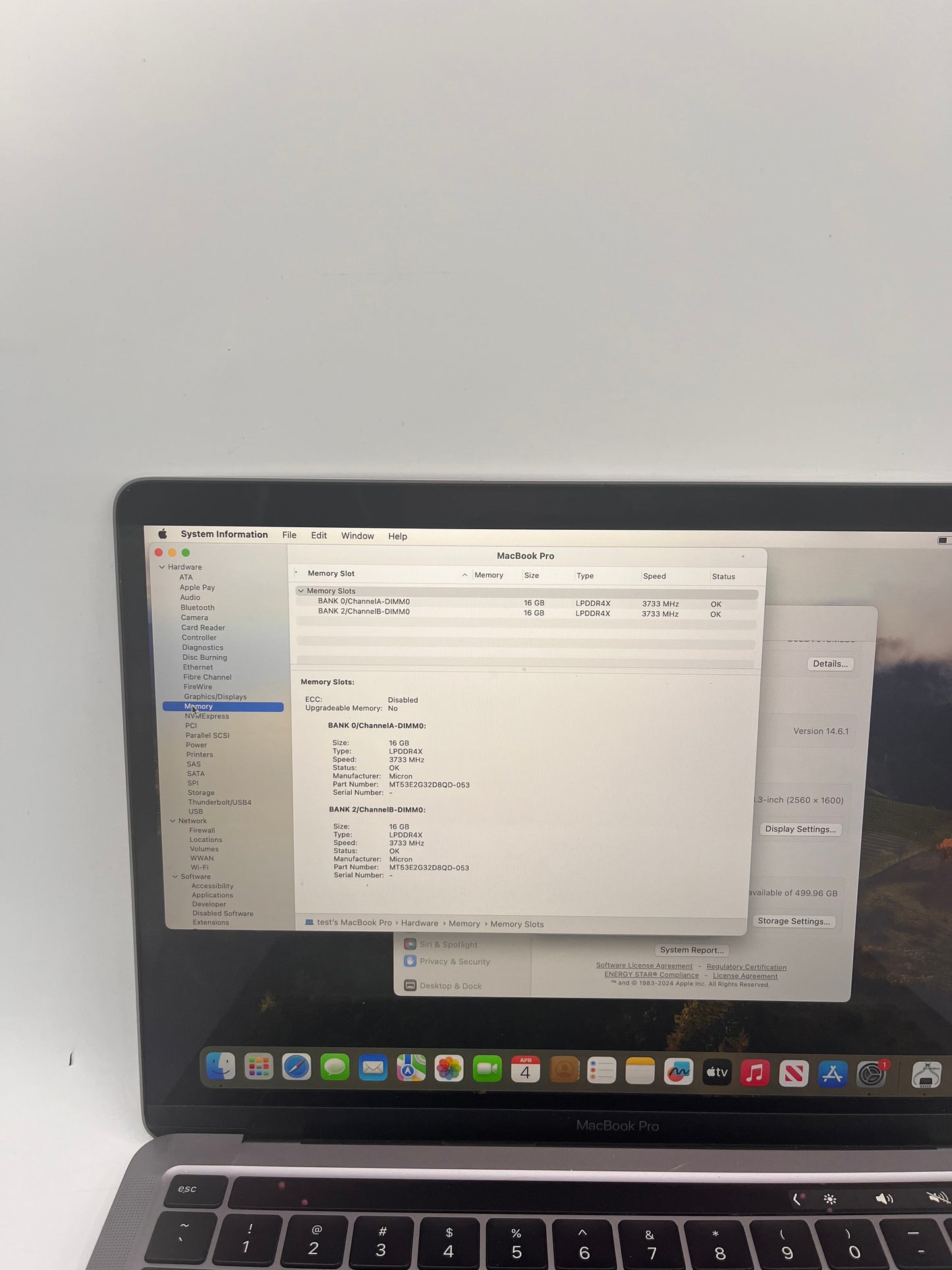 Apple MacBook Pro 13" A2251 2020 32GB RAM 512GB SSD Space Gray