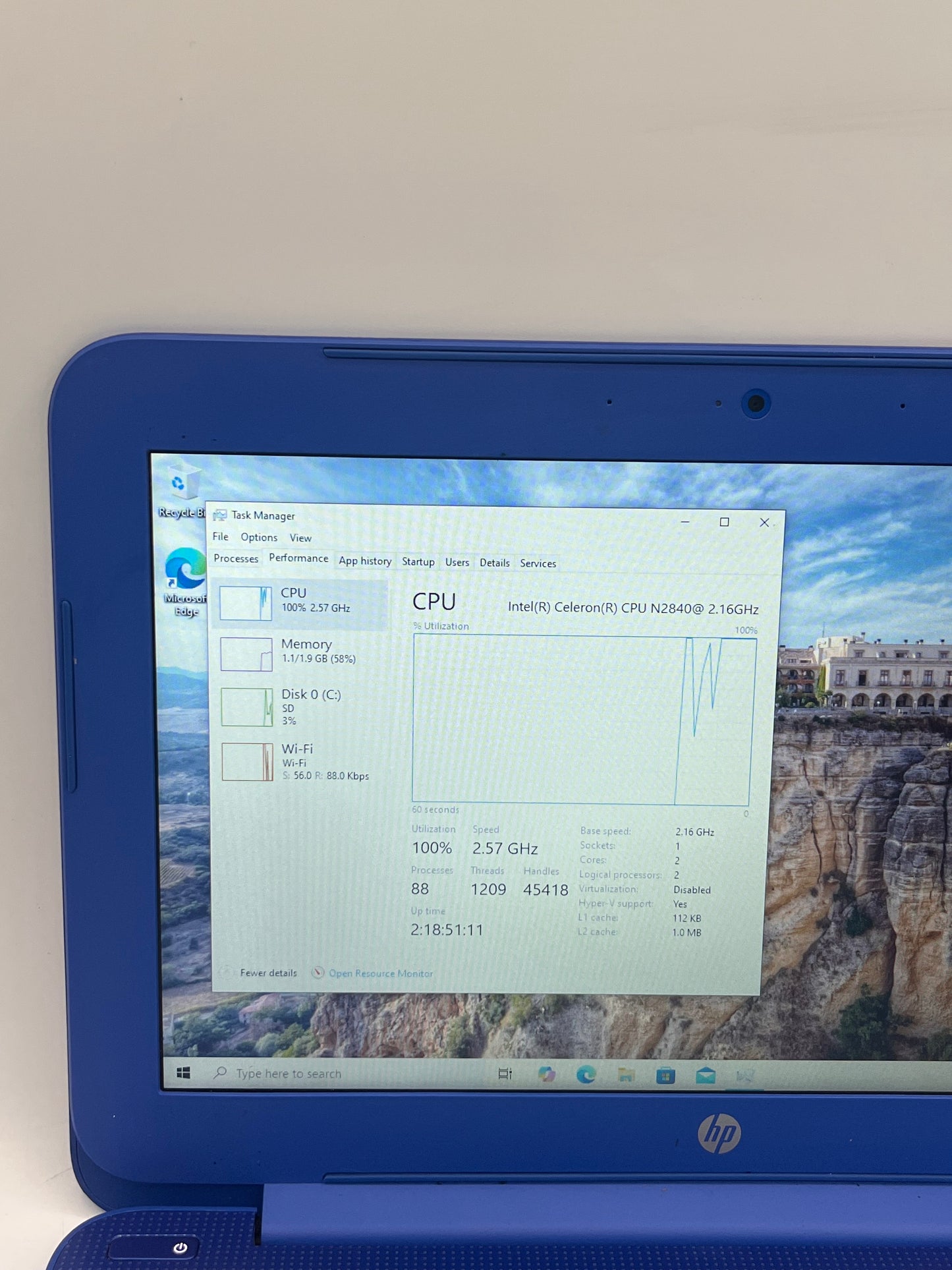 HP Stream 11-D010WM 11" Celeron N2840 2.1GHz 2GB 32GB - Blue READ