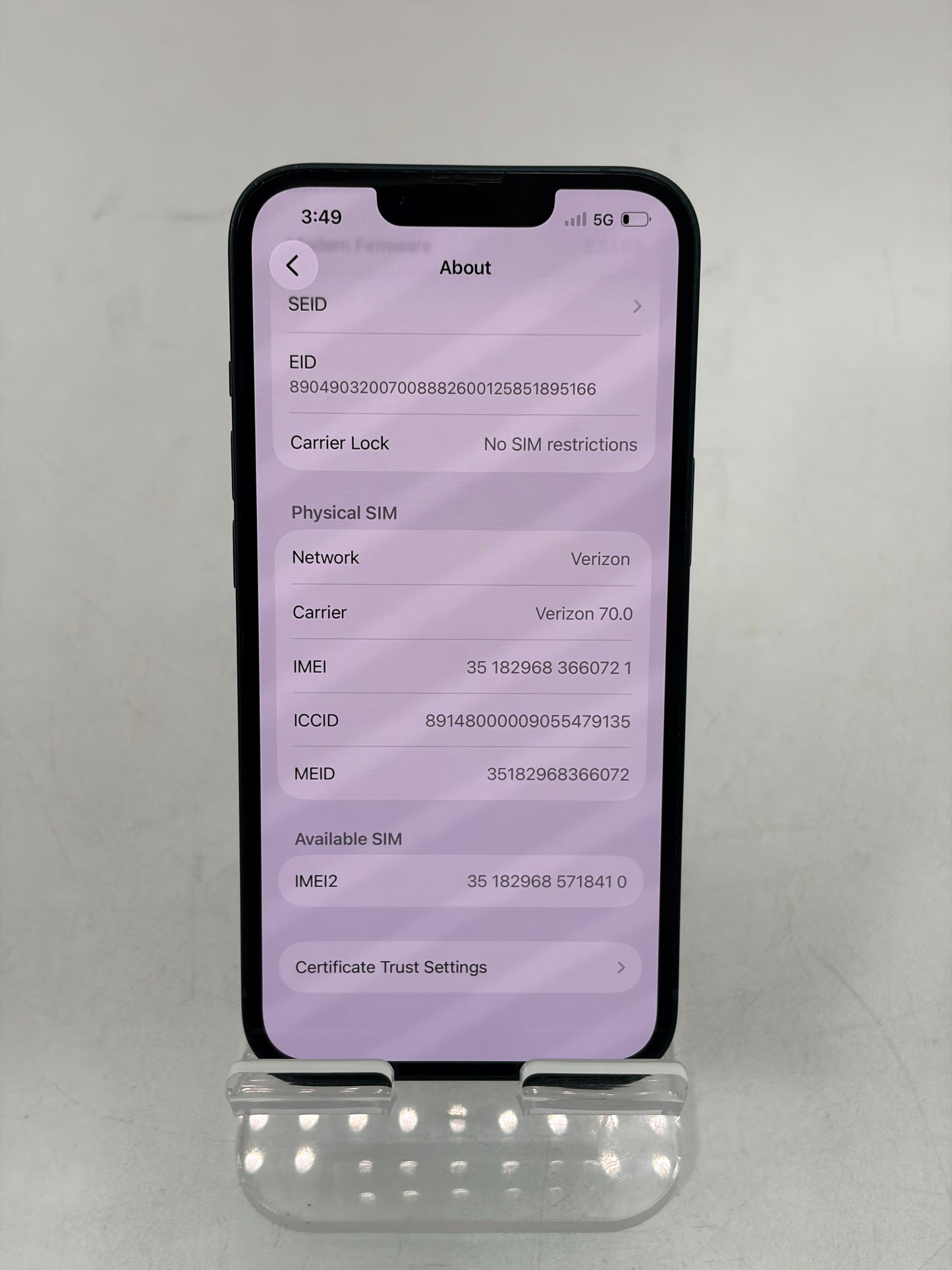 Unlocked Apple iPhone 13 128GB Blue A2482 MLA23LL/A 85% BH