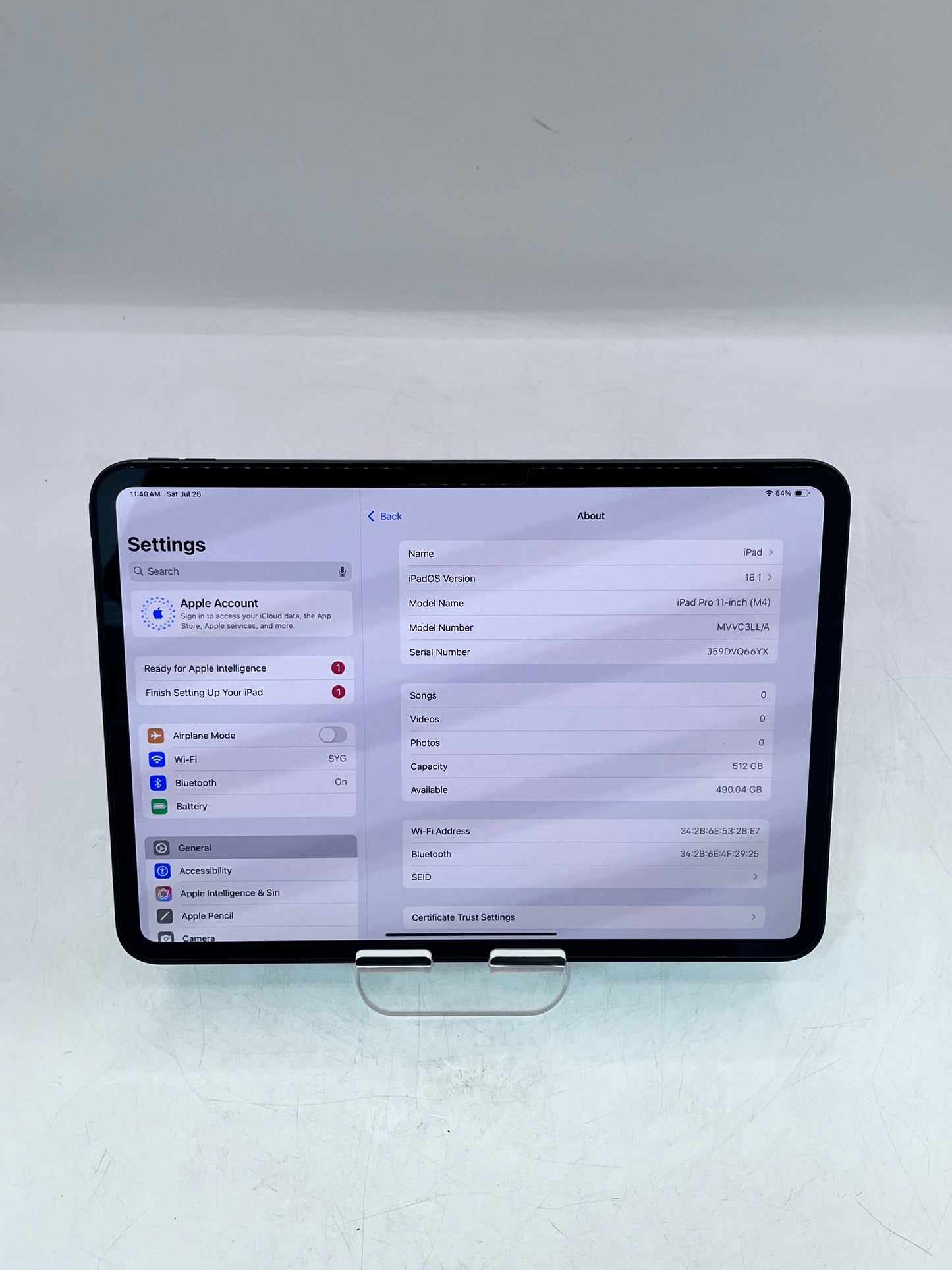 Apple iPad Pro 11-inch M4 A2836 MVVC3LL/A 512GB Wi-Fi - Space Gray