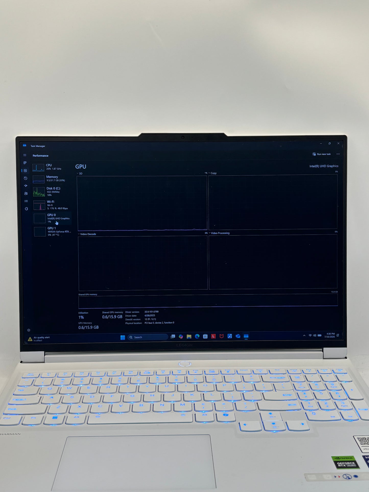 Lenovo Legion 7i 16” Core i9-14900HX, 32GB, 1TB SSD, RTX 4070, White Excellent Condition