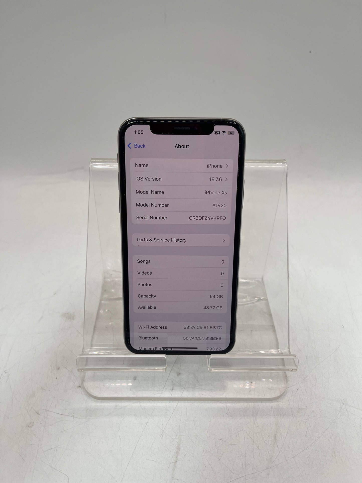 Unlocked Apple iPhone XS NTAH2LL/A A1920  64GB Silver BAD BATT