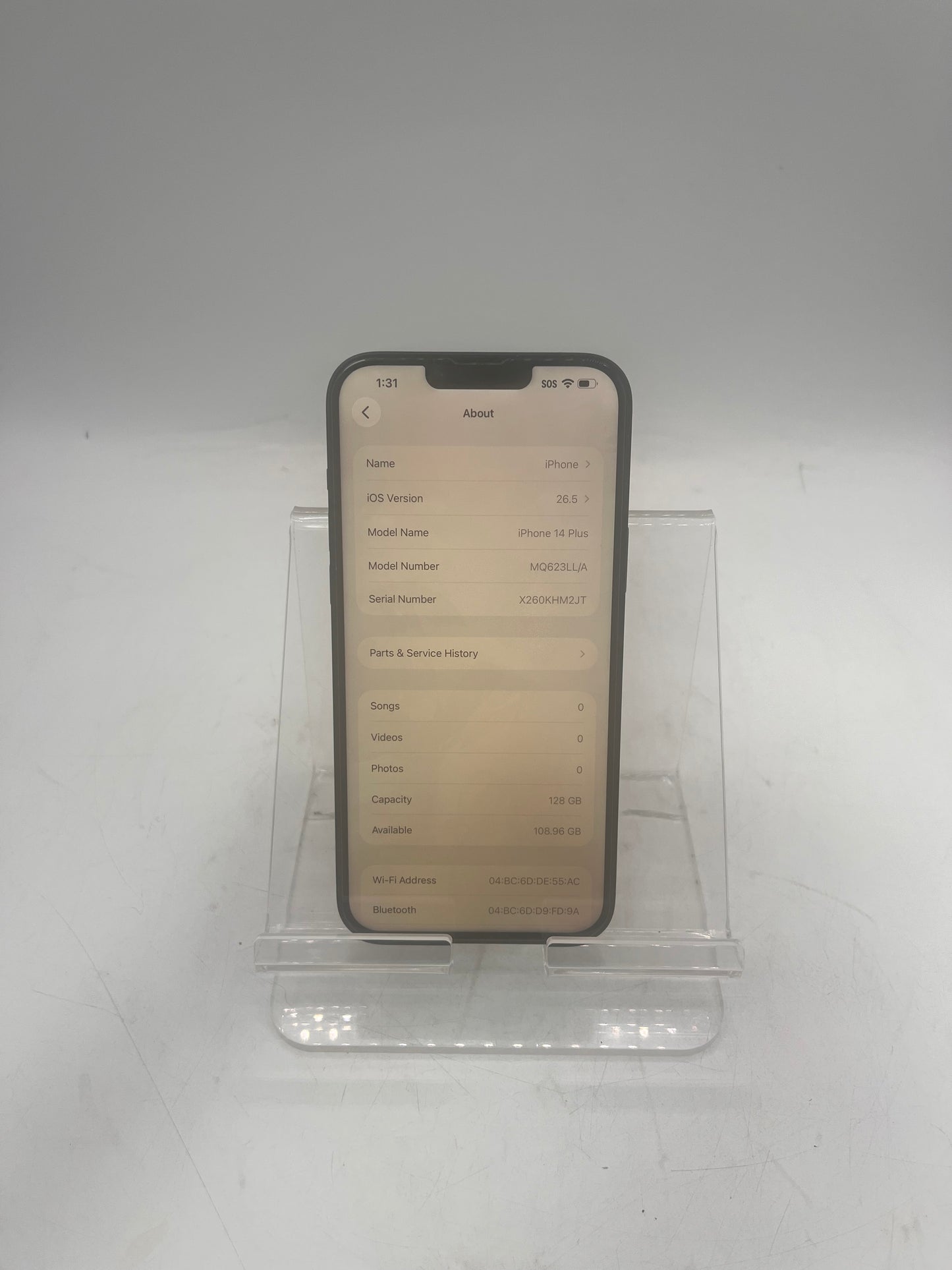 Unlocked Apple iPhone 14 Plus MQ623LL/A A2632 128GB Black 89% Battery Health