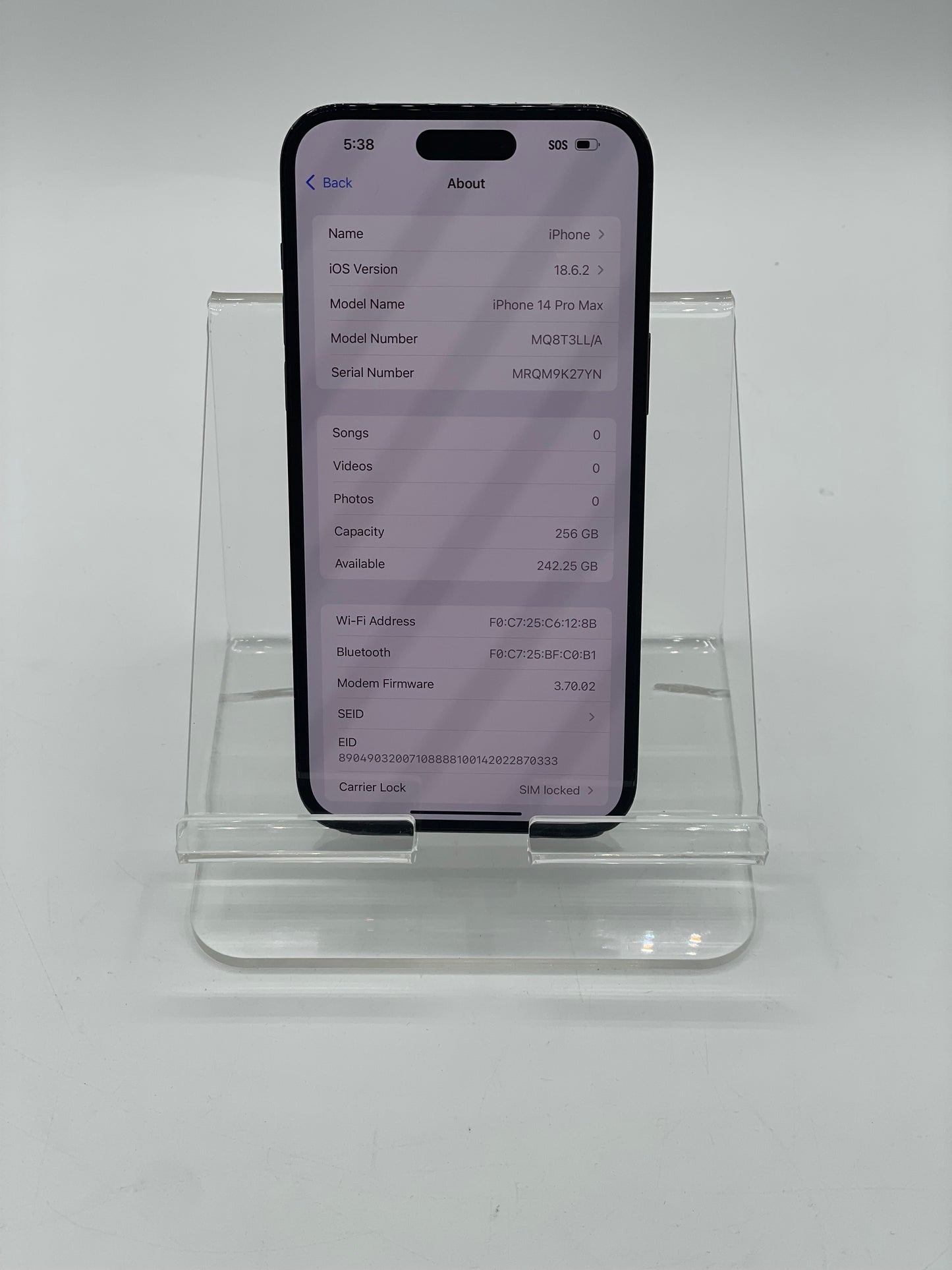AT&T Only Apple iPhone 14 Pro Max 6.7" 256GB A2651 MQ8T3LL/A SPACE BLACK