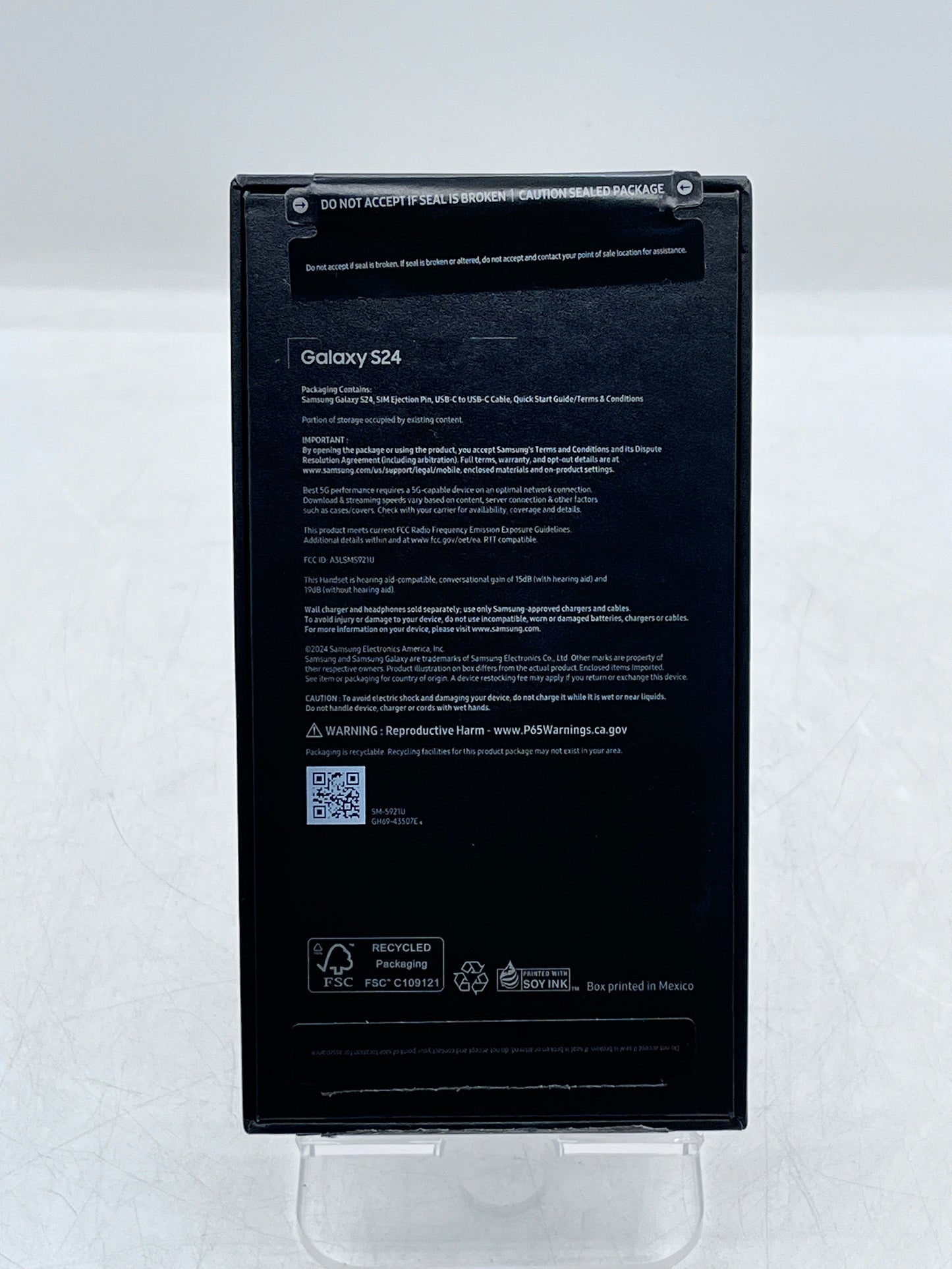 SAMSUNG GALAXY S24 128GB SM-S921U1 - Locked to Spectrum - Onyx Black - New Open Box