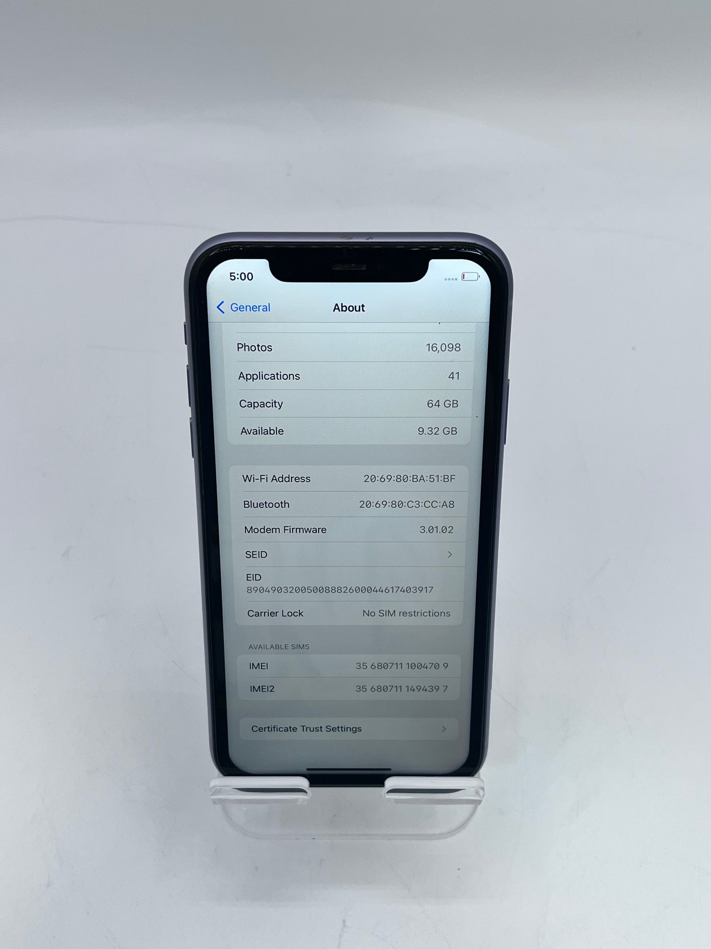 Unlocked Apple iPhone 11 A2111 NWKR2LL/A 64GB Smartphone - Purple READ