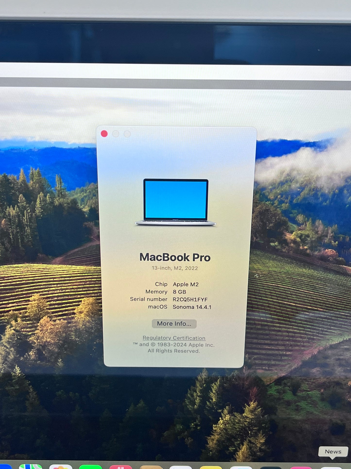 Apple MacBook Pro 13" A2338 MNEH3LL/A 2022 Space Gray 256GB M2 - New Open Box