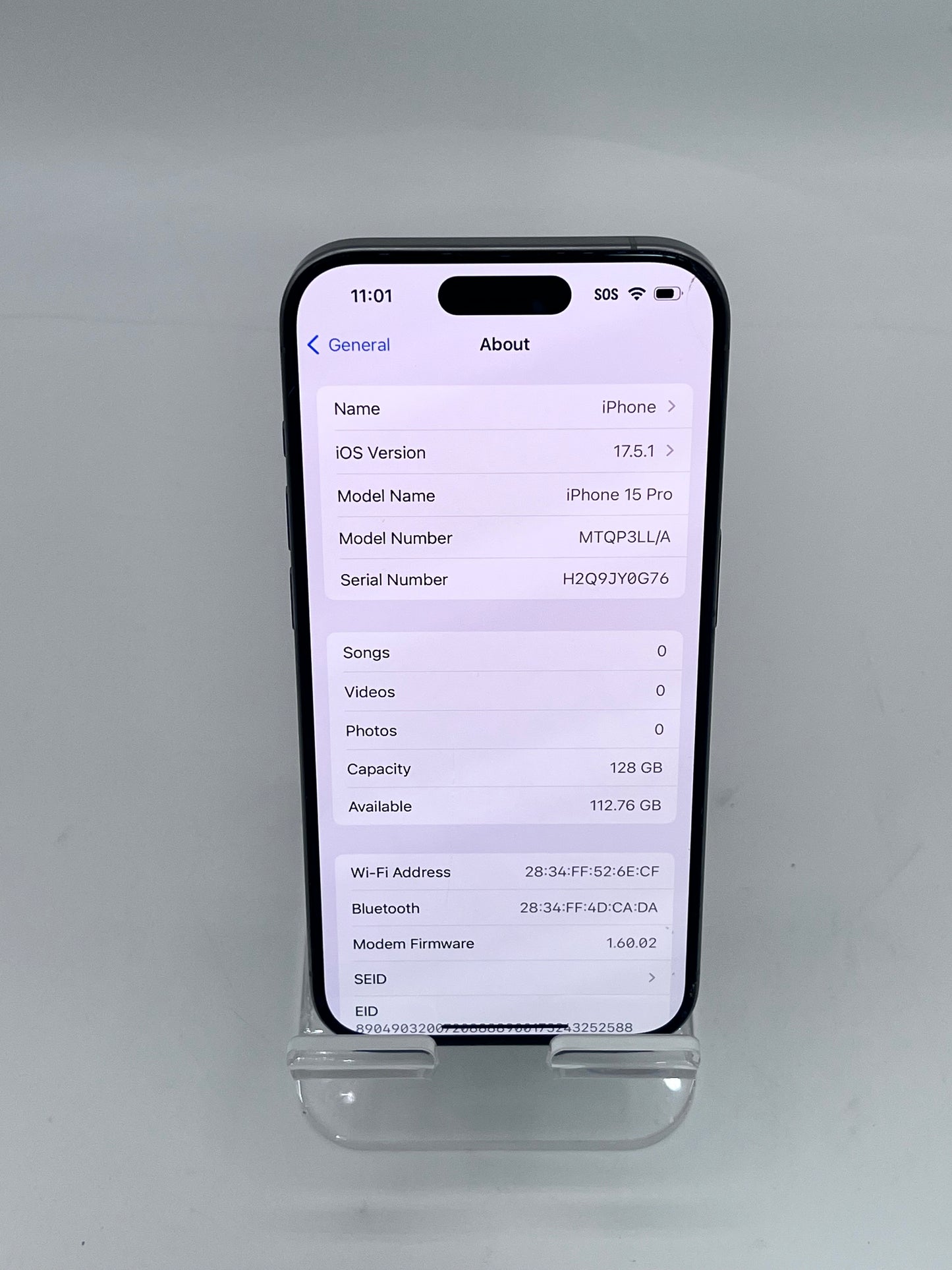 Unlocked  Apple iPhone 15 Pro  A2848 MTQP3LL/A 128GB Silver READ