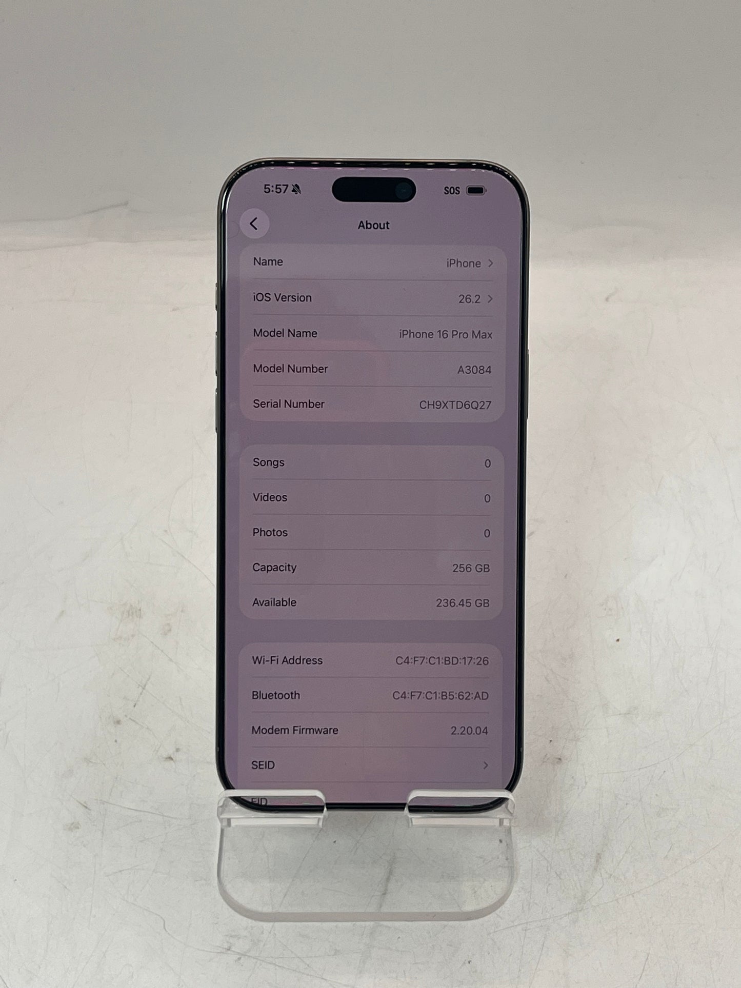 Unlocked Apple iPhone 16 Pro Max 256GB MYW63LL/A A3084  90% Battery Health