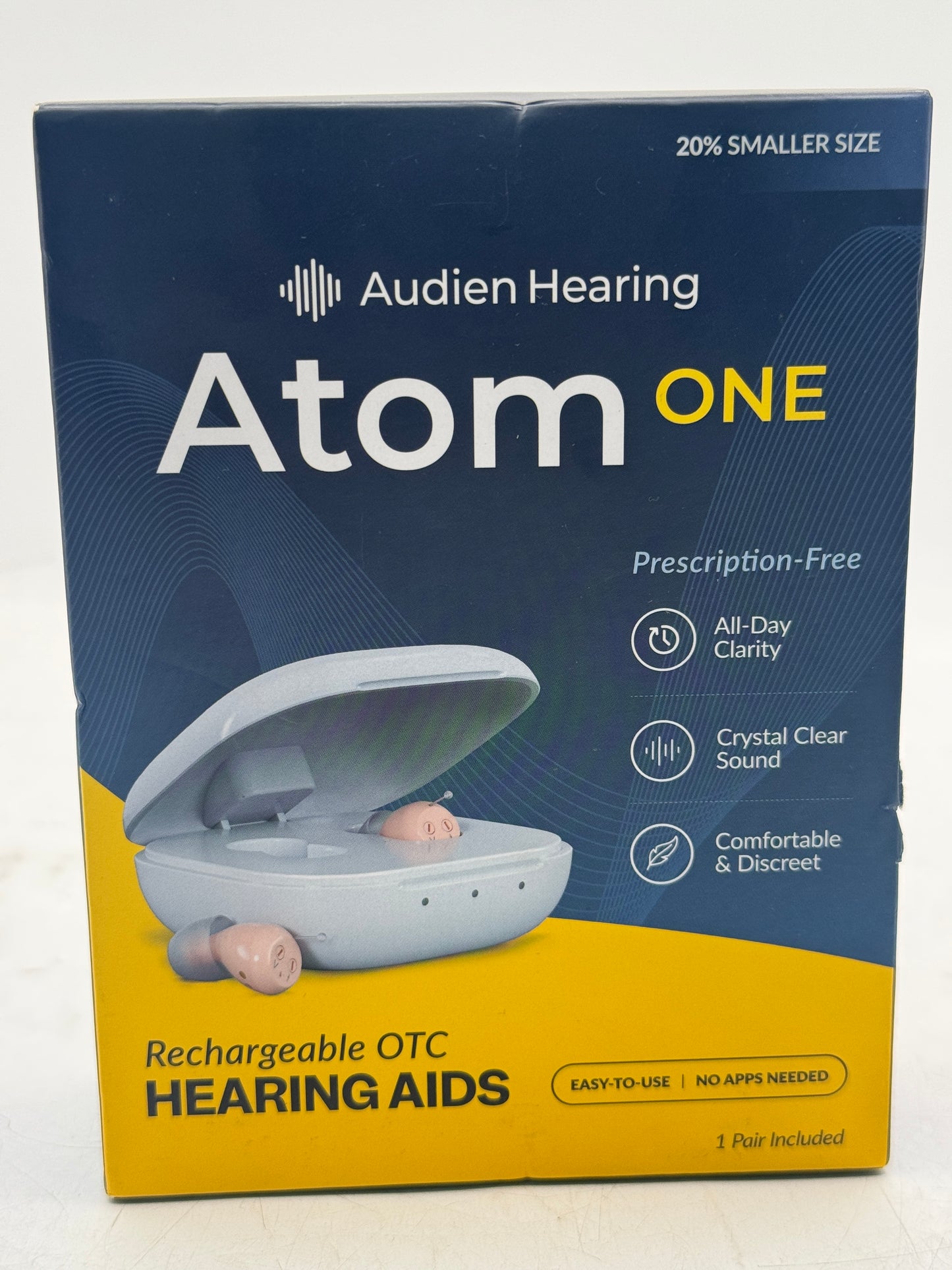 NEW Audien Hearing ATOM one 1 Wireless Rechargeable OTC Hearing AIDS