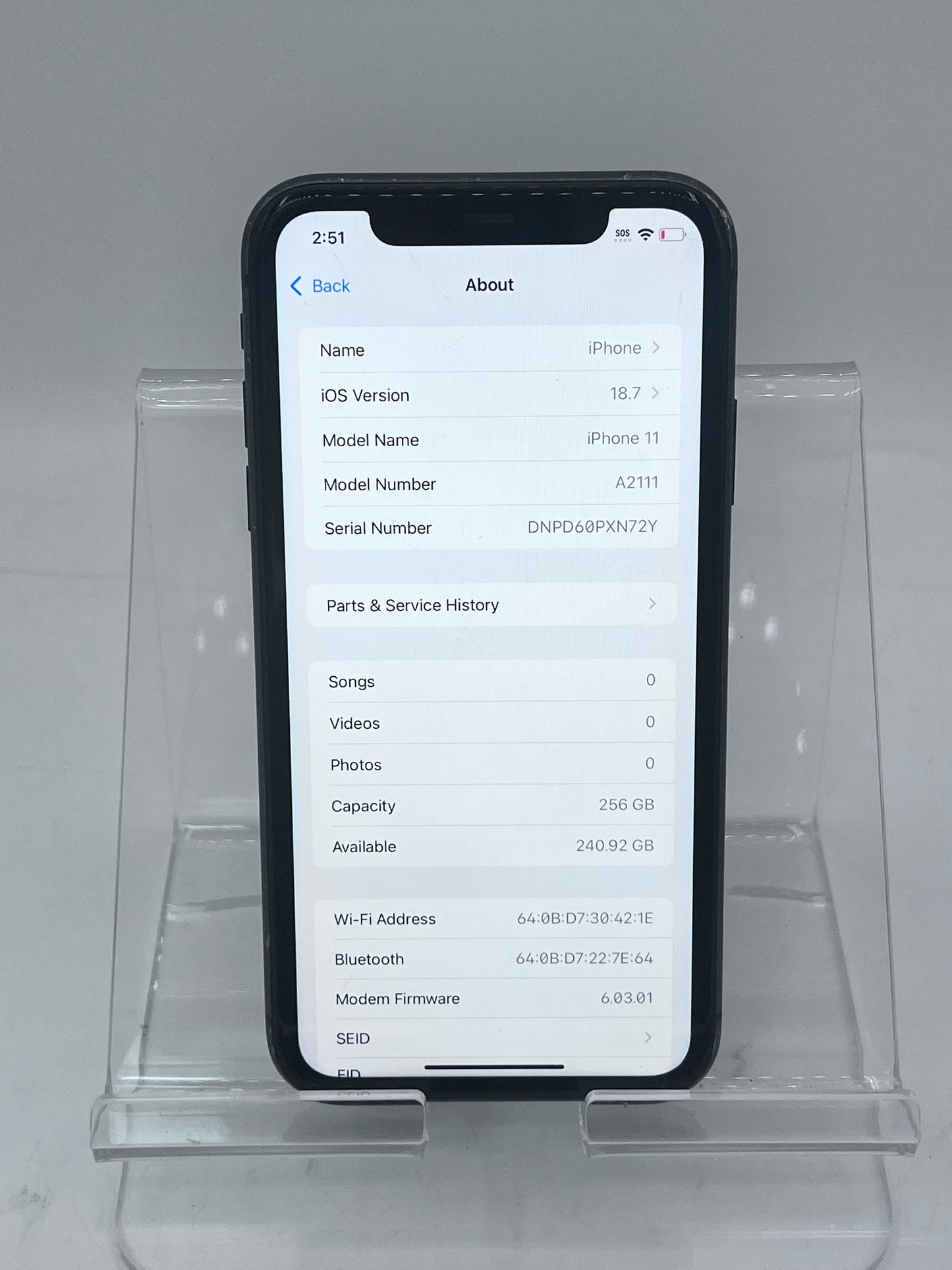 Unlocked Apple iPhone 11 A2111 MWL12LL/A 6.1 inch 256 GB - Black