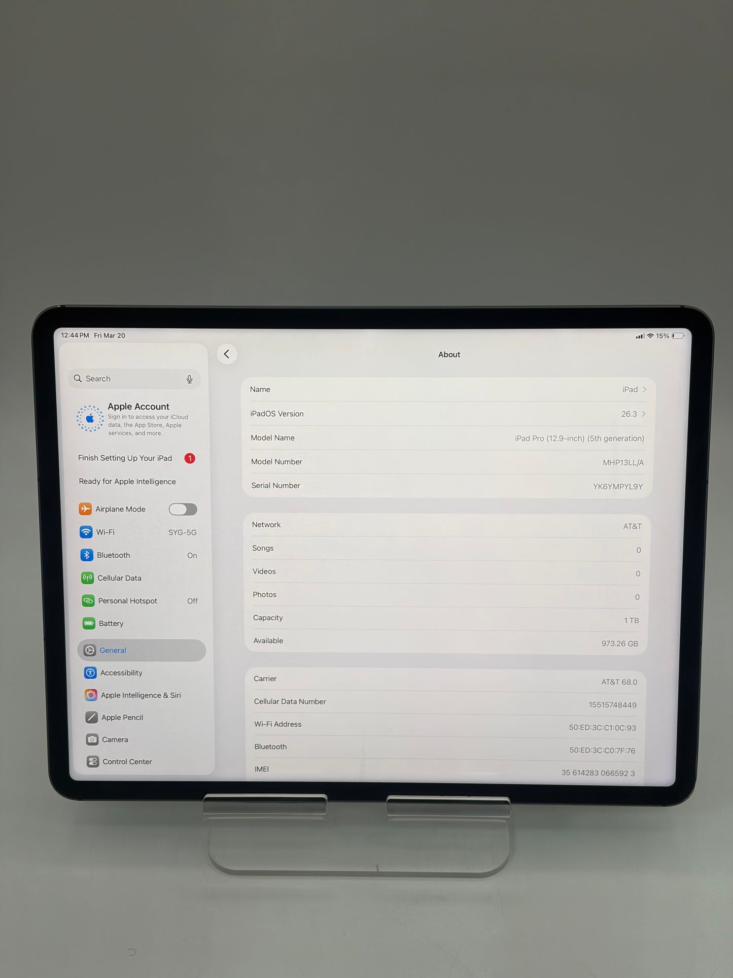 2021 Unlocked Apple iPad Pro 12.9" (5th Gen) 1TB A2379 MHP13LL/A WiFi + Cellular